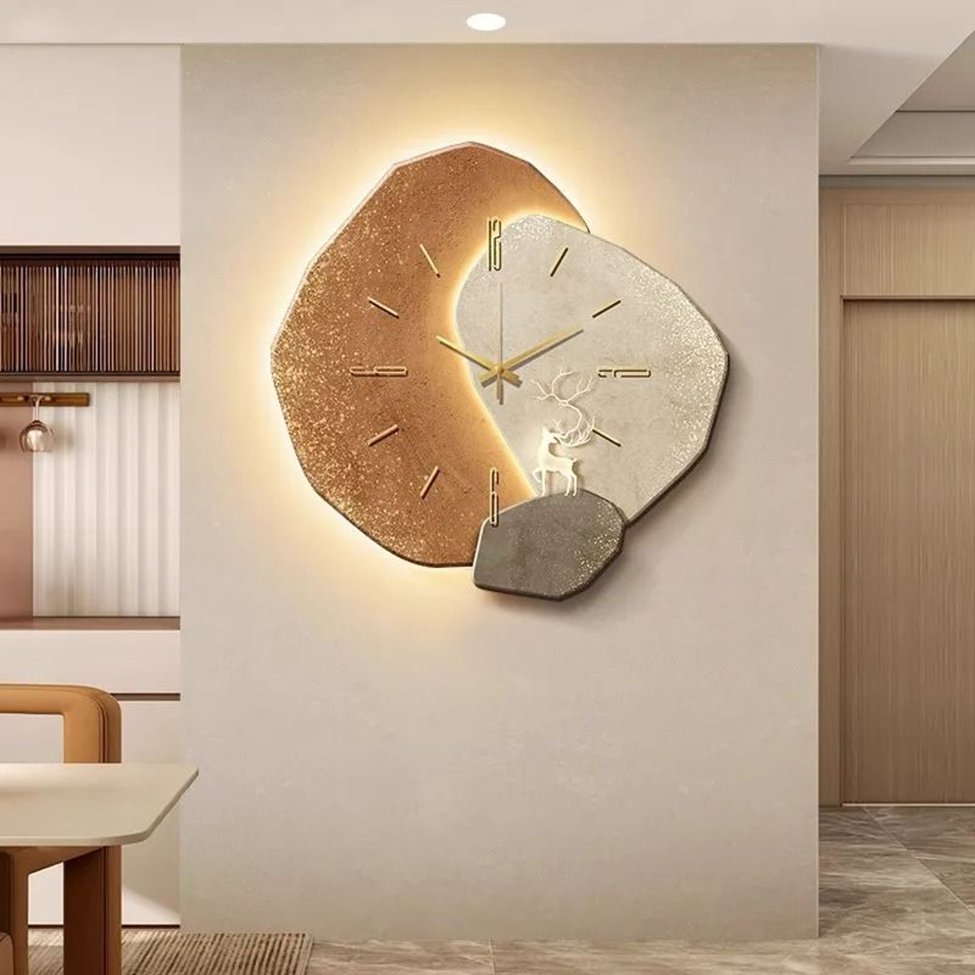 Modern Minimalist Lucky Stone Wall Clock With Silent Movement For Living Room And Dining Room 3