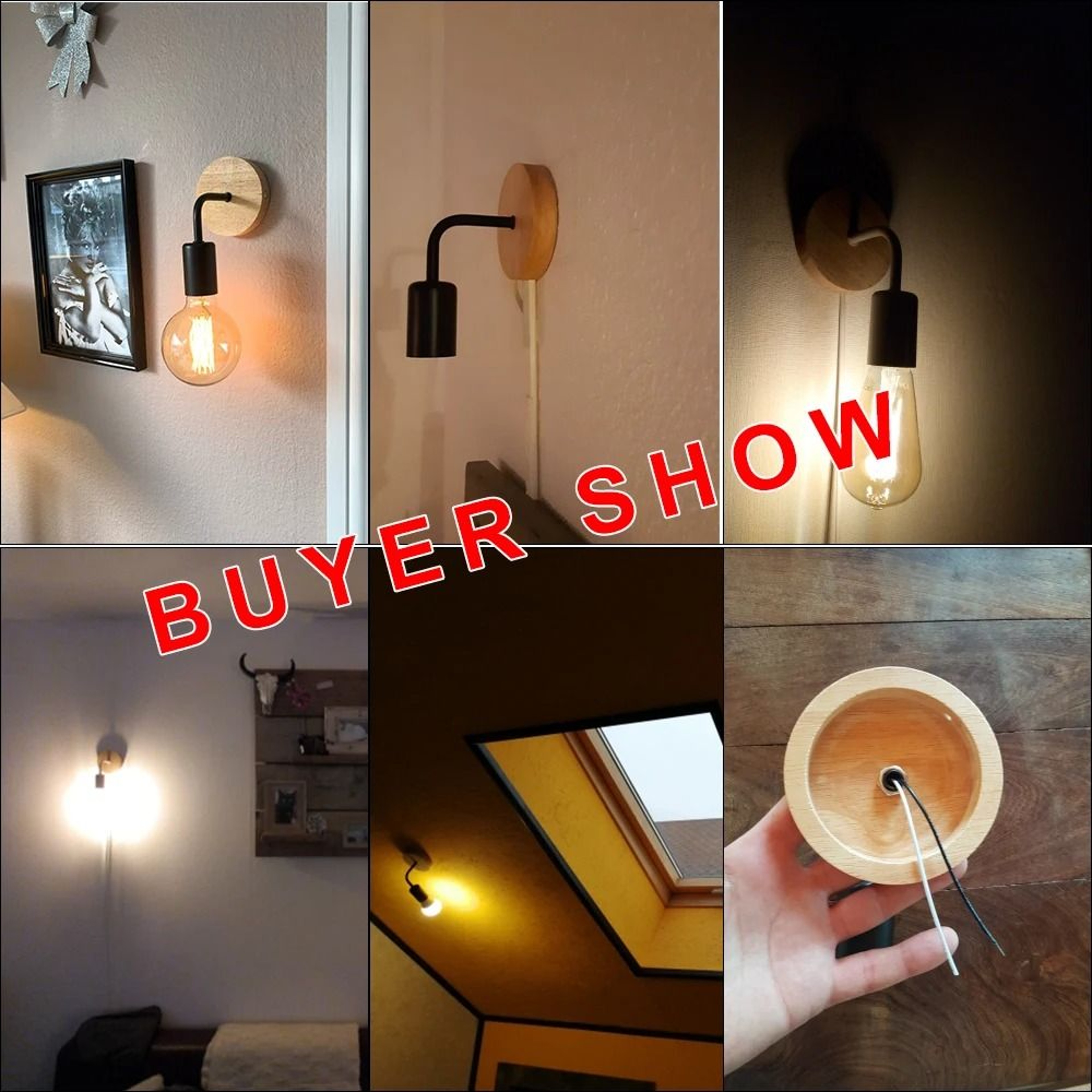 Vintage Wood Wall Lamp Sconce With E27 Socket For Bedroom Dining Room And Industrial Decor 5
