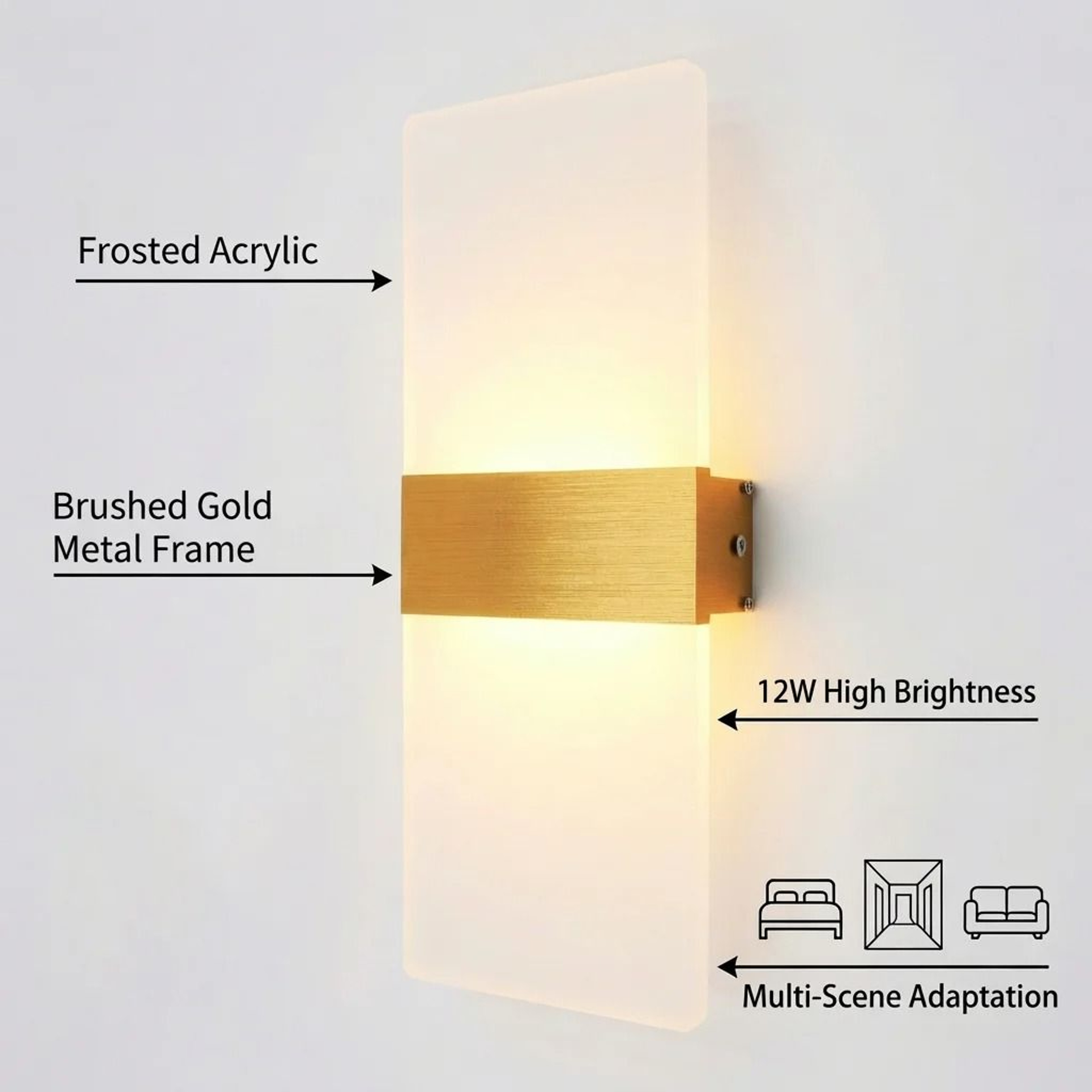 Modern Acrylic LED Up Down Wall Sconce Light For Bedroom Hallway And Staircase 4