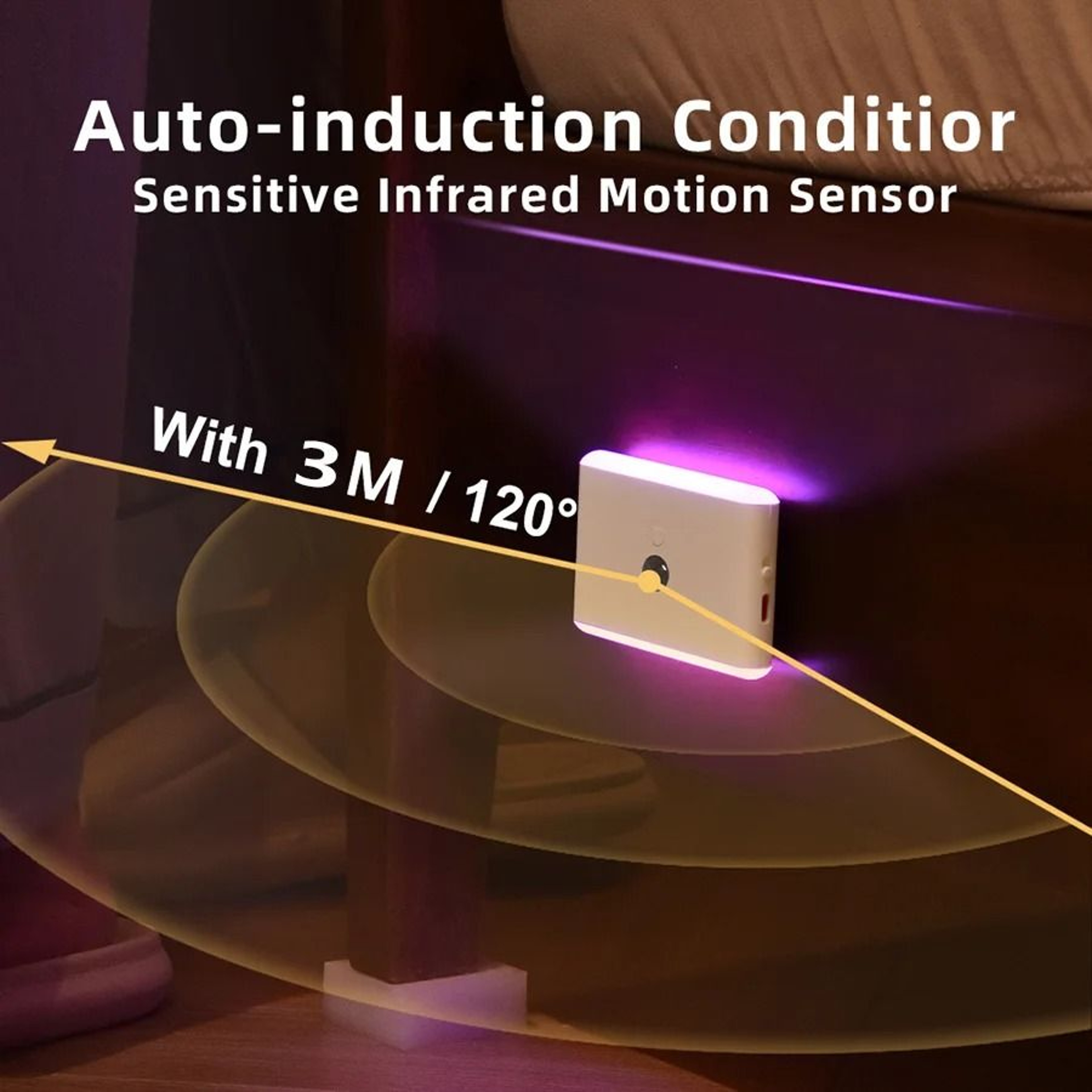 Wireless LED Motion Sensor Wall Lamp And Cabinet Light With Type C USB Rechargeable Battery For Sta 1