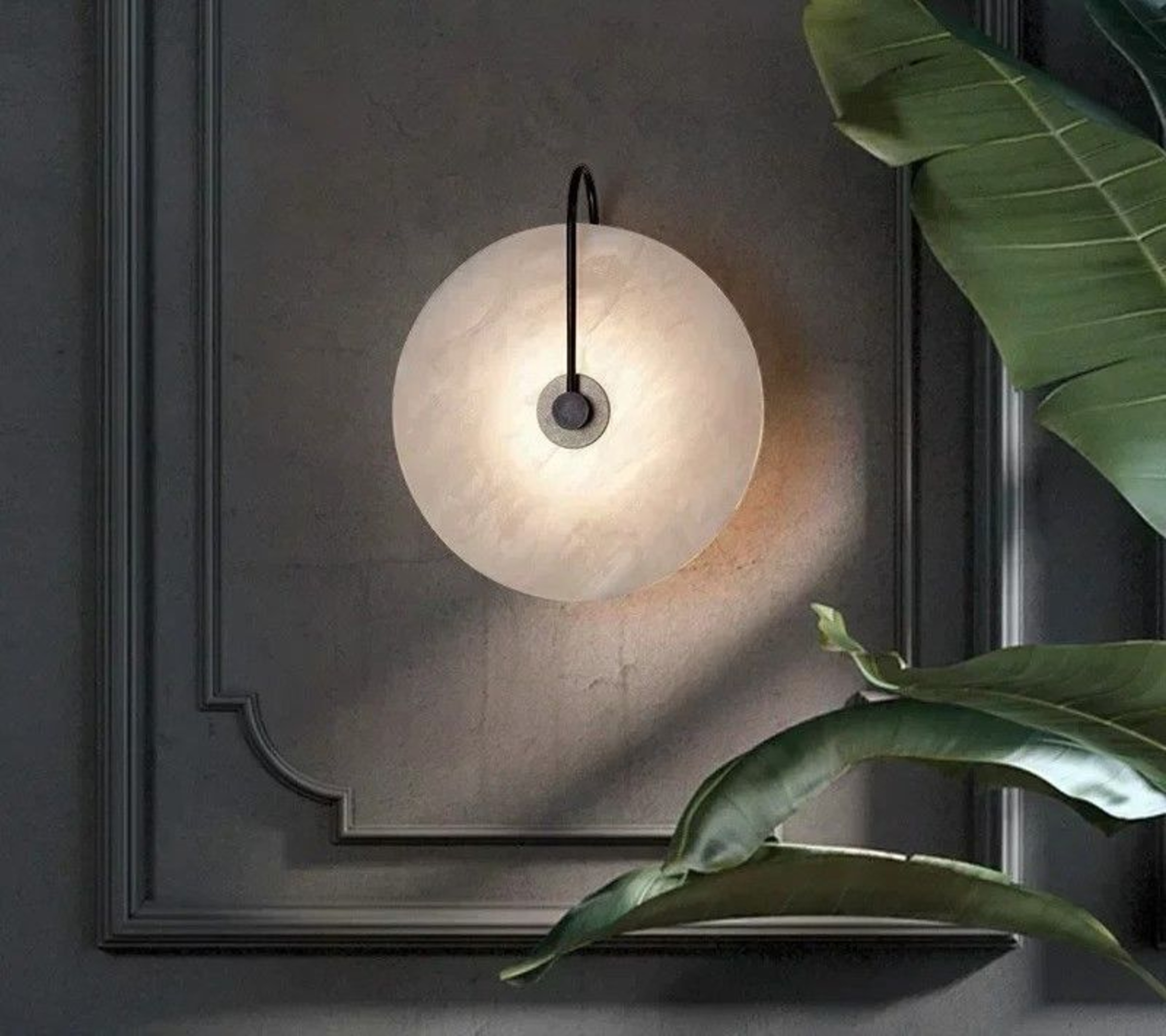 Modern Nordic Marble Moon LED Wall Sconce Lamp For Bedroom Bedside And Hotel Decor 0