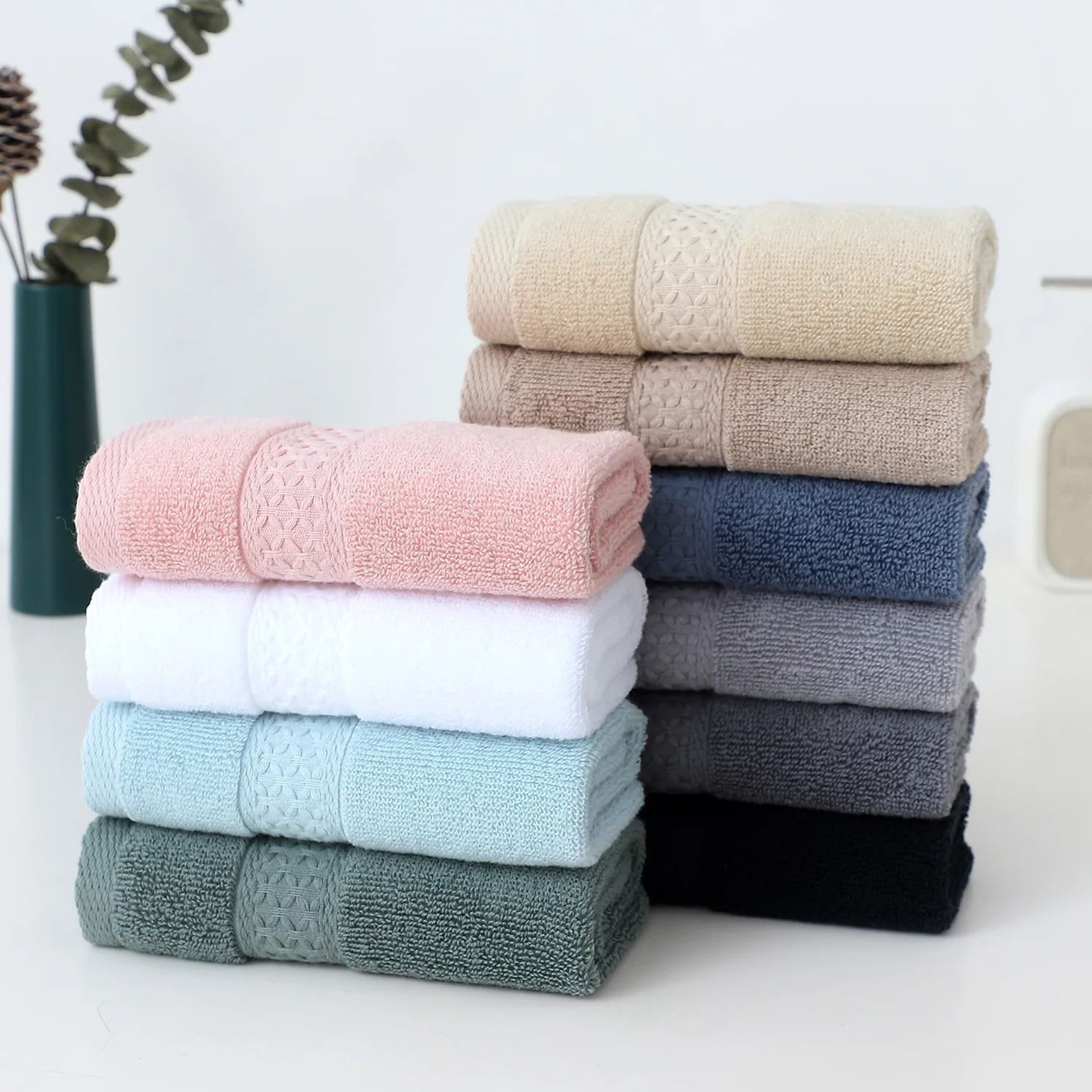 4Pack Plain Cotton Square Face Towels Soft Absorbent Washcloth Set 1