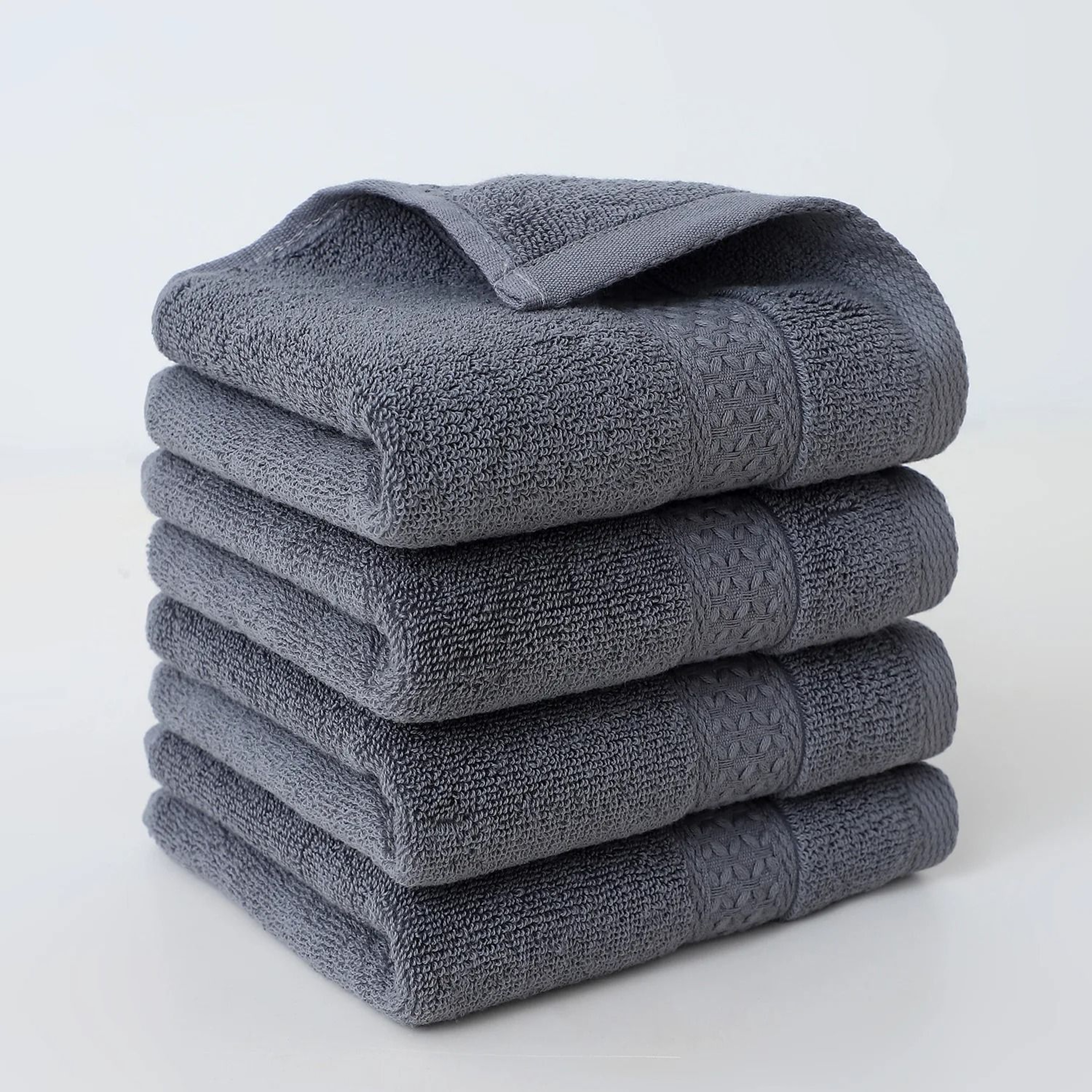 4Pack Plain Cotton Square Face Towels Soft Absorbent Washcloth Set 7