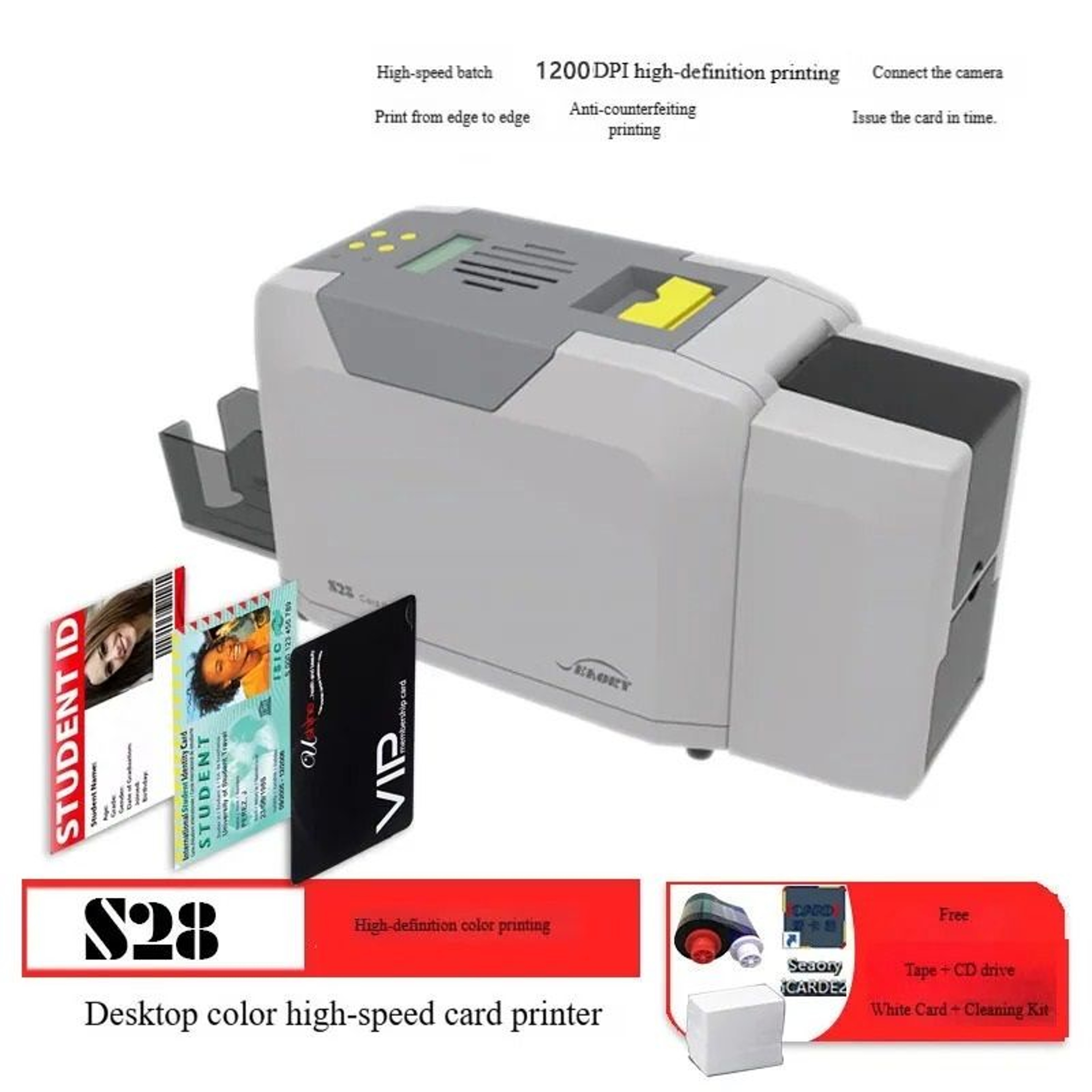 Commercial DualSided PVC Plastic ID Card Printer For RFID NFC  Magnetic Smart Cards 0