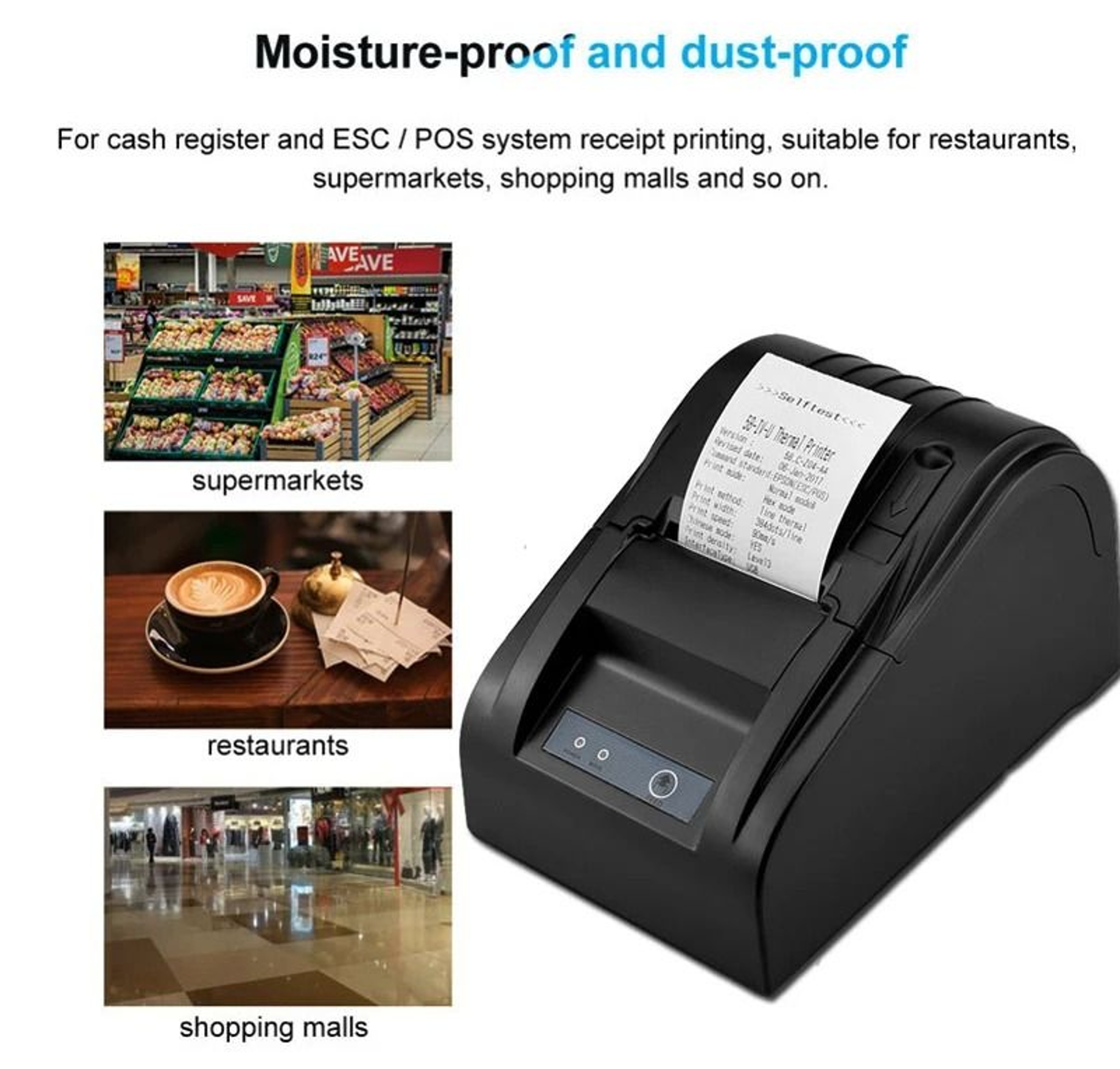 Desktop 23 In USB Thermal Receipt Printer High Speed POS Bill Maker 4