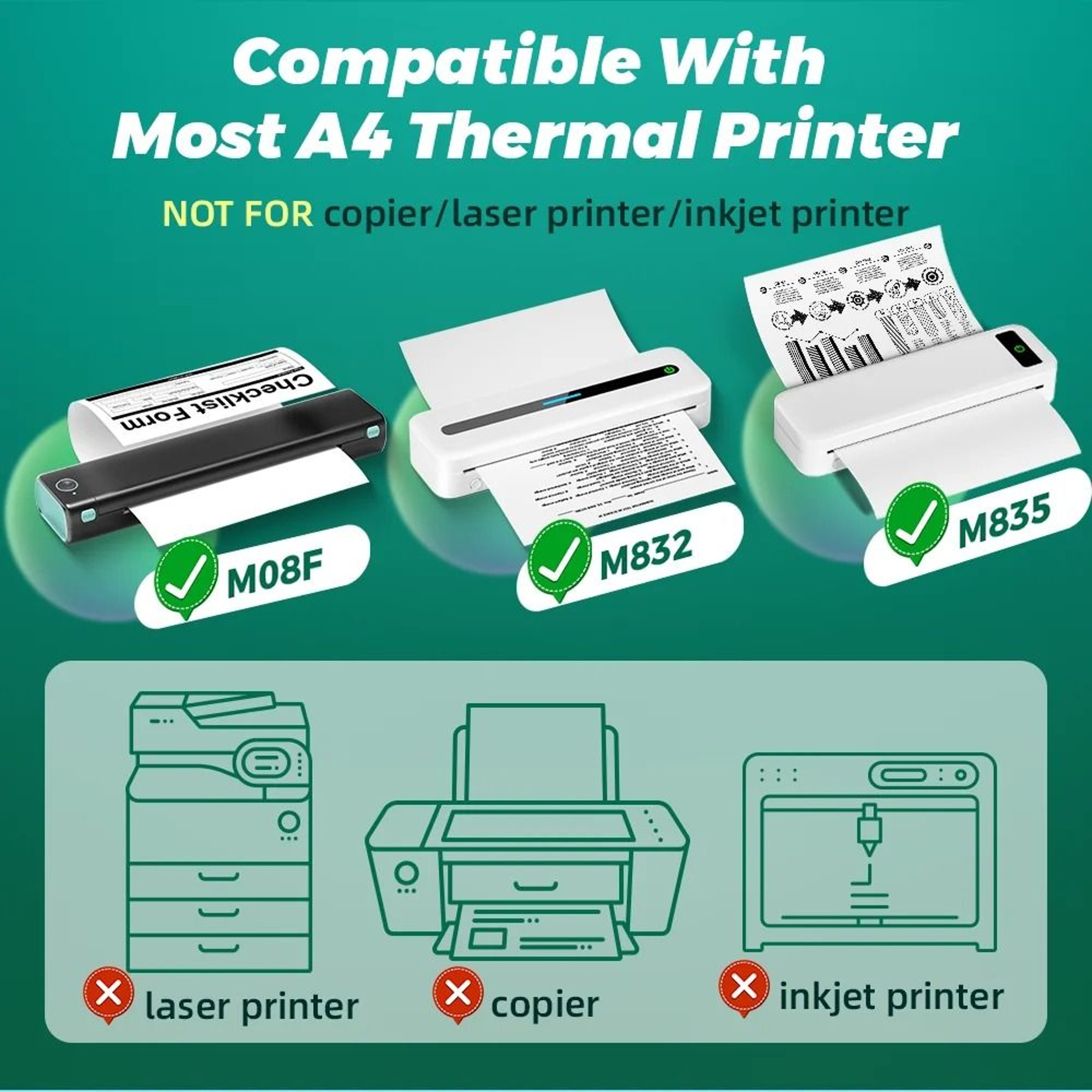 Desktop Continuous Fanfold Thermal Paper Stacks A4 Document Printing Sheet Replacement 3