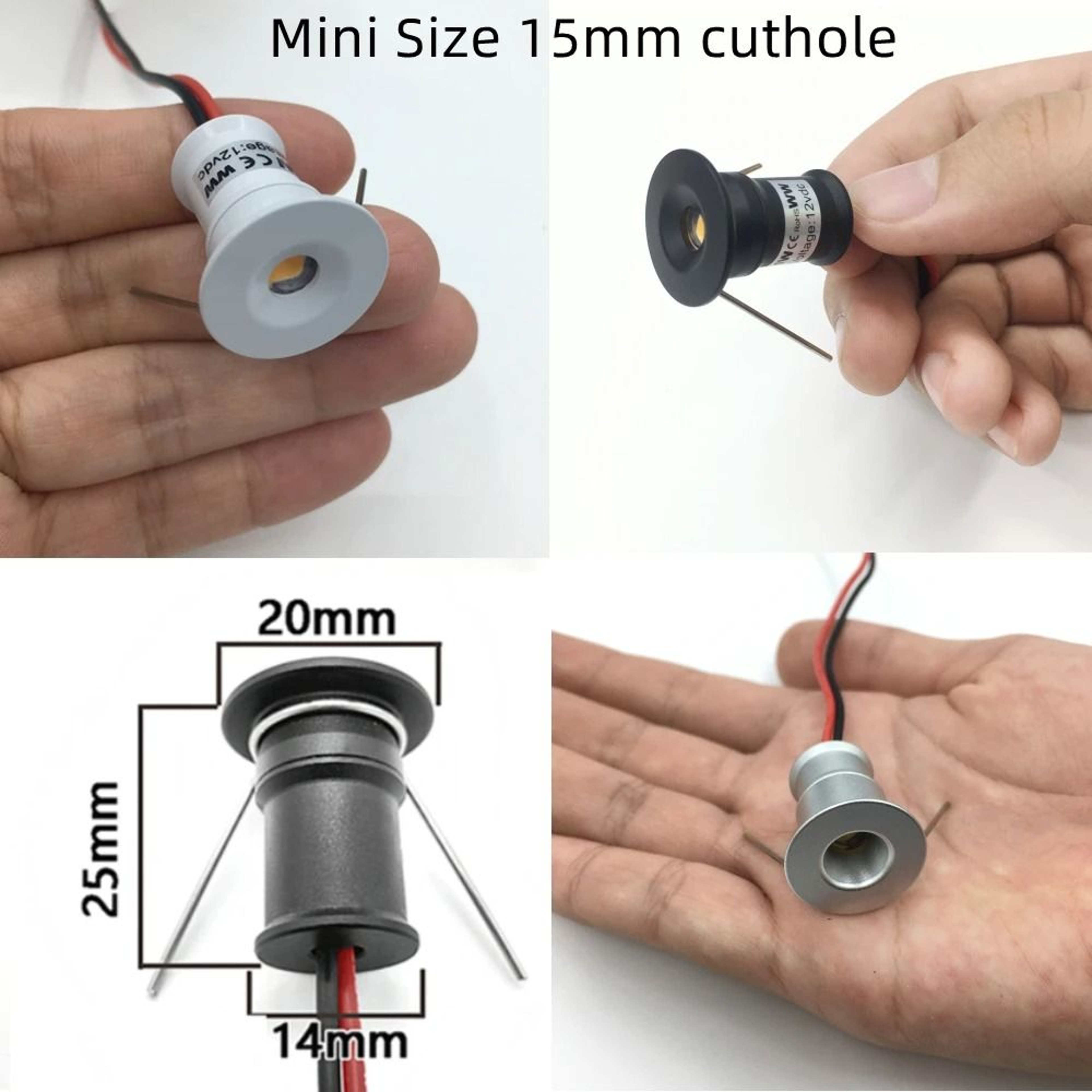 Desktop Mini LED Downlight 1W Recessed 12V Dimmable Ambient Party Spotlight 3