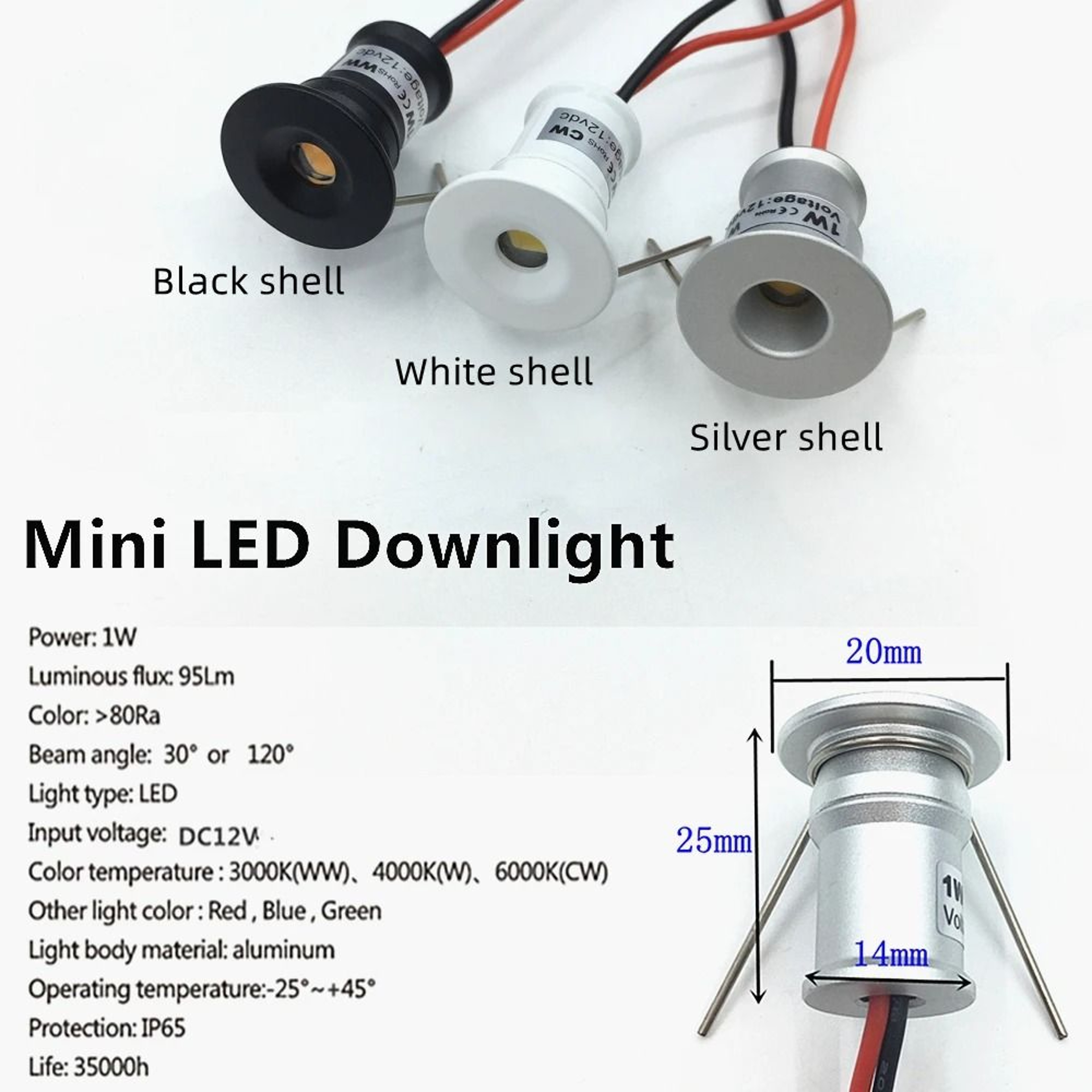 Desktop Mini LED Downlight 1W Recessed 12V Dimmable Ambient Party Spotlight 1