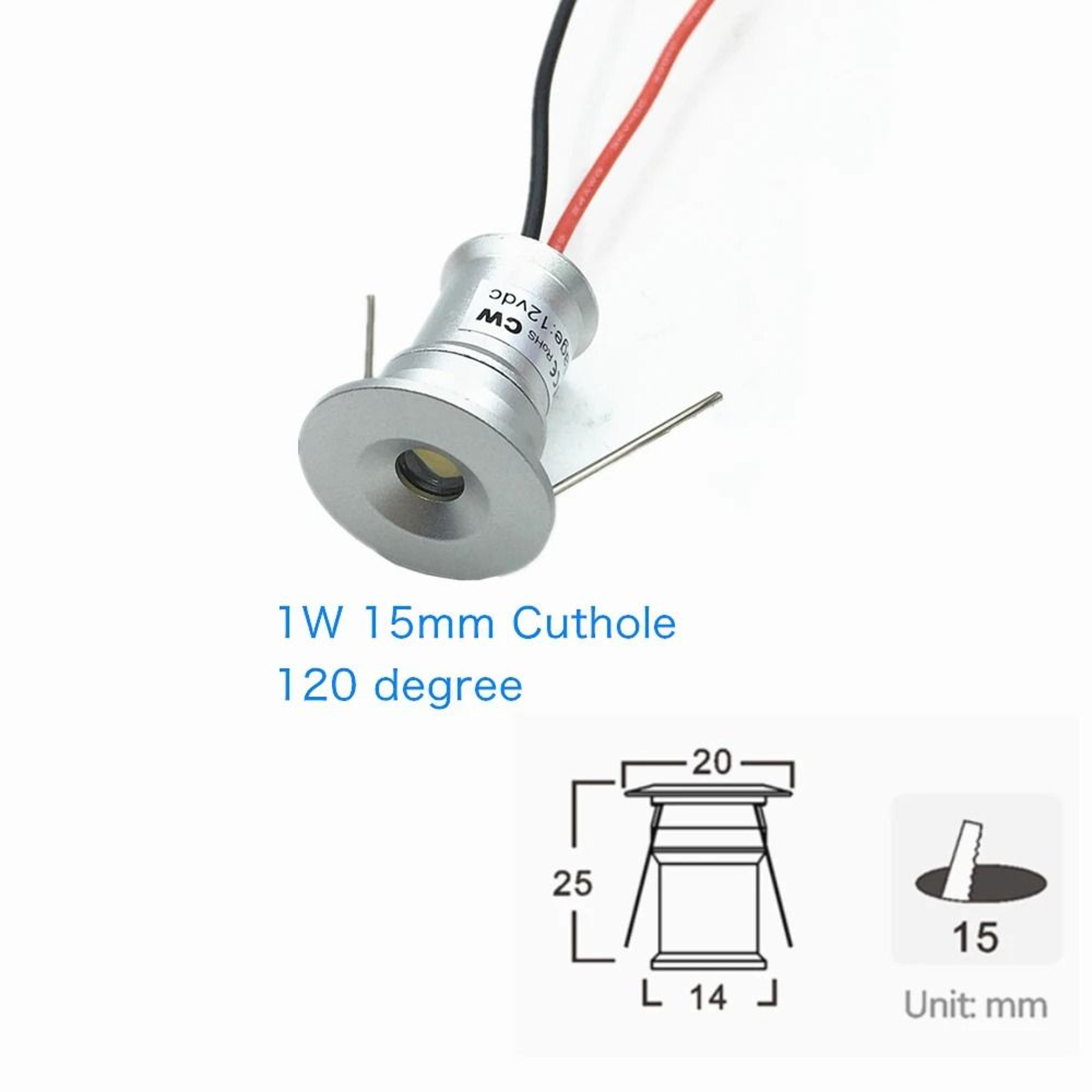 Desktop Mini LED Downlight 1W 3W Recessed 12V Dimmable Cabinet Ceiling Spotlight 8