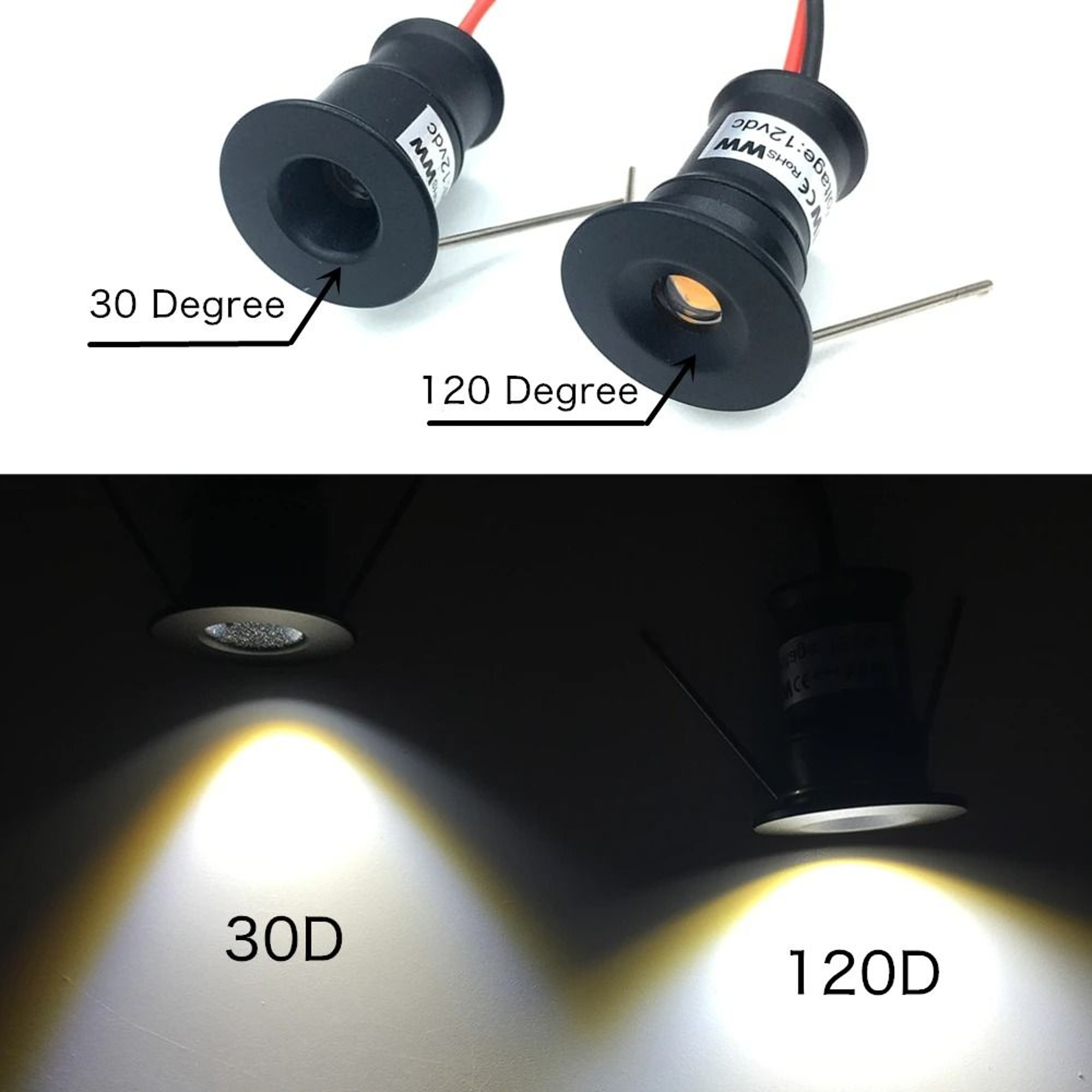 10 Piece Small Recessed LED 1W Spotlight Set 12V Walkway Cabinet Decor Lighting 3
