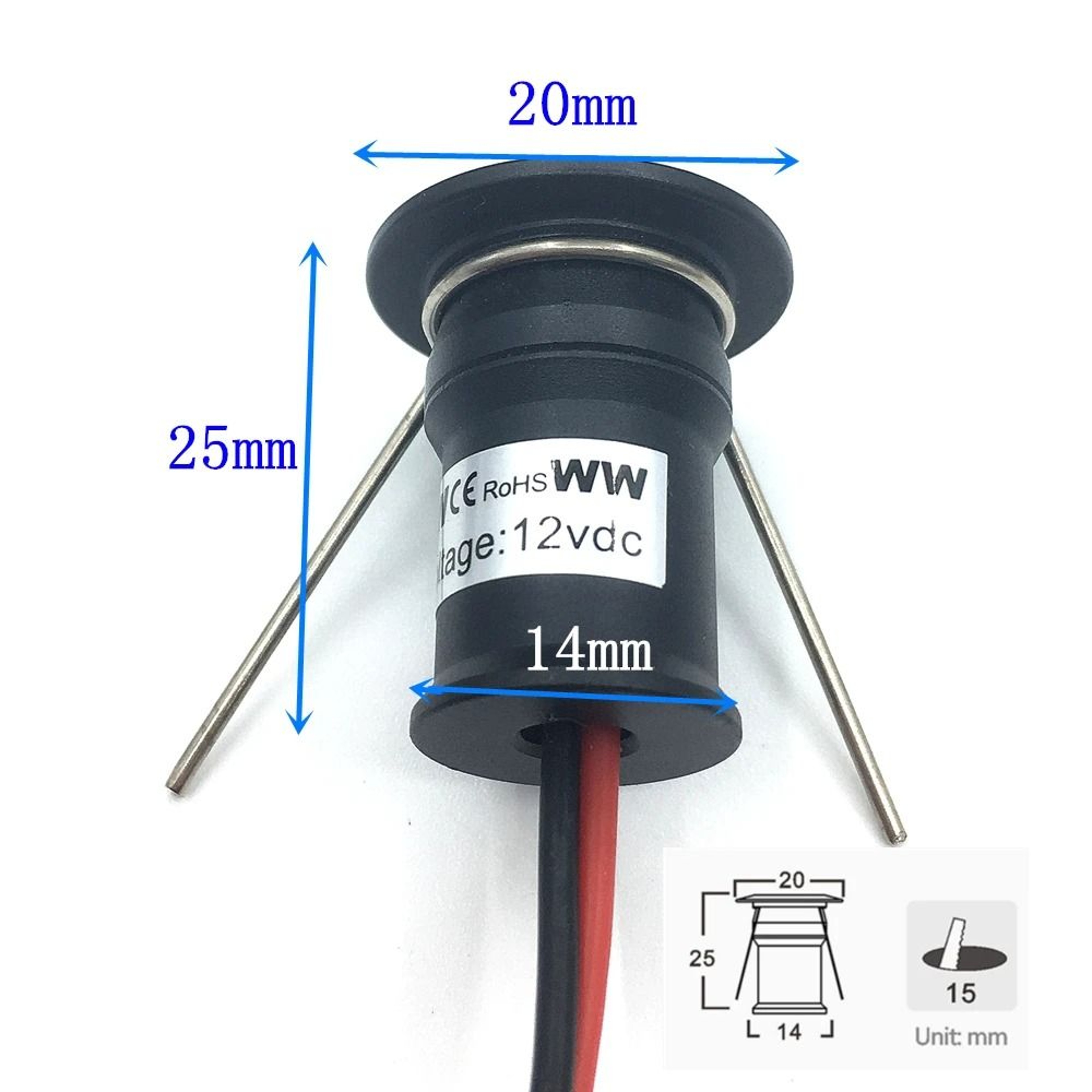 Mini Downlight LED 12V 1W Recessed Small Spotlight Set With Transformer AC110 To 220V 3