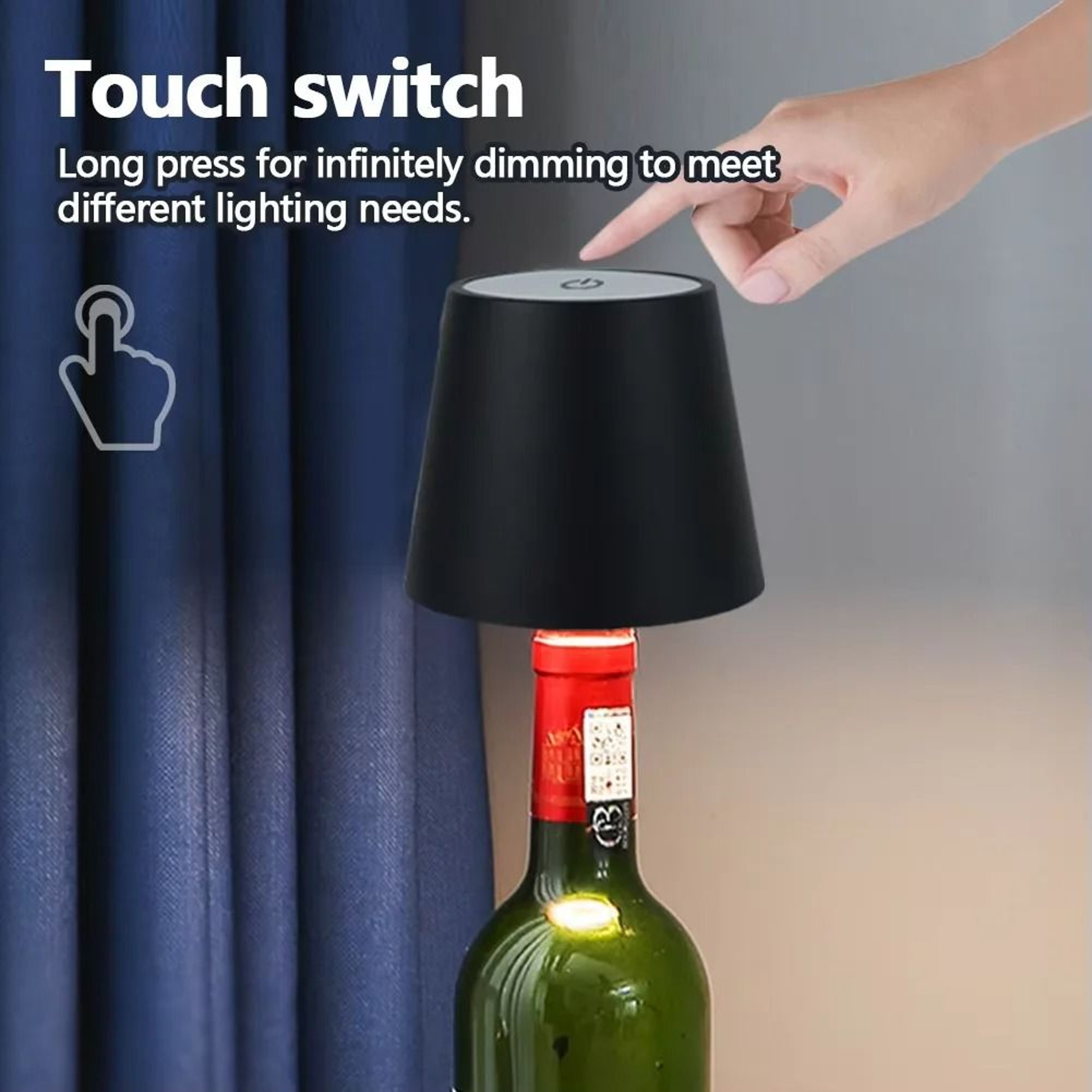 Wireless Wine Bottle Lamp Type C Charging Touch Control Dimming LED Table Light Bar Atmosphere 3