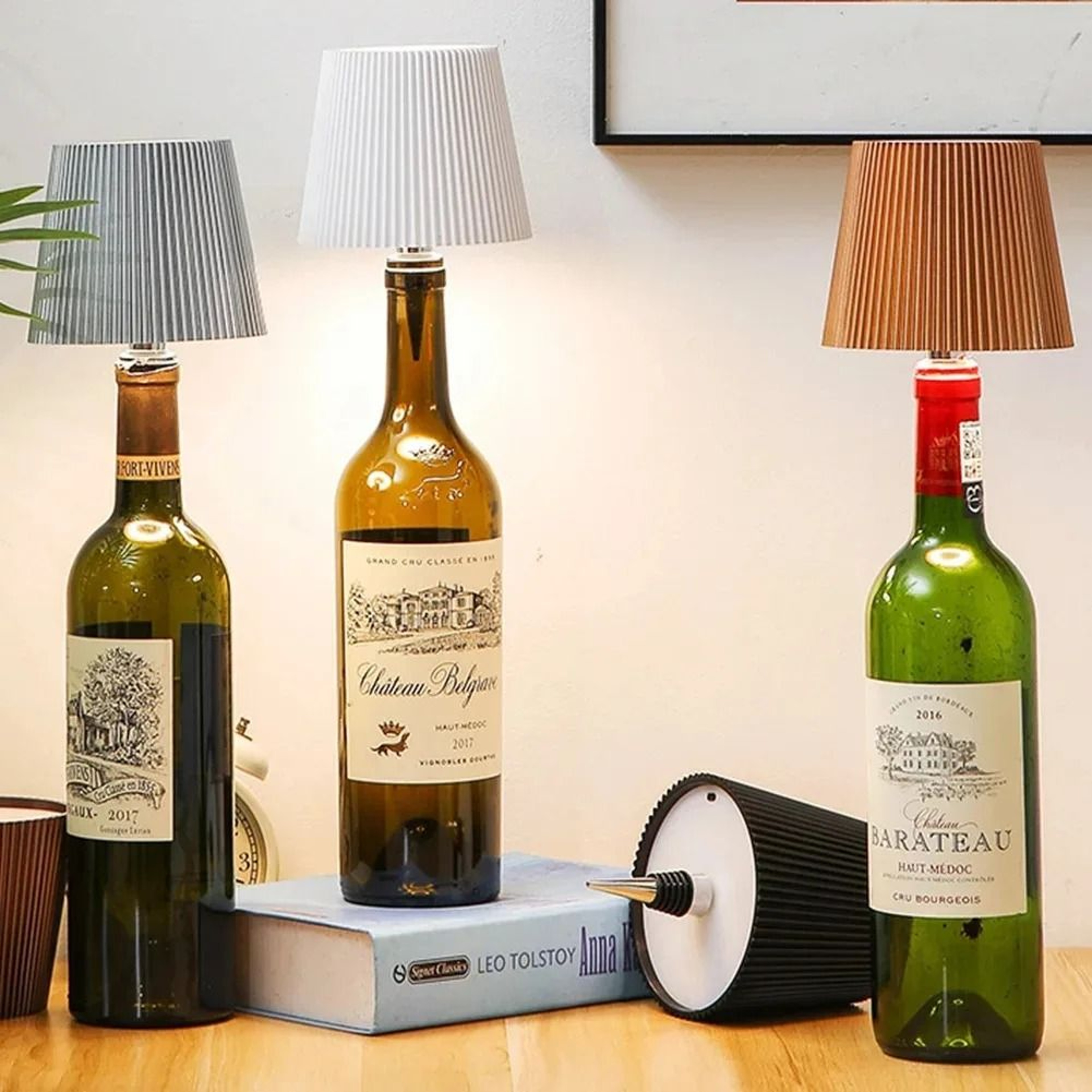 Wireless Bottle Table Lamp Touch Control 3 Colors Stepless Dimming Night Light For Wine Bottles 0