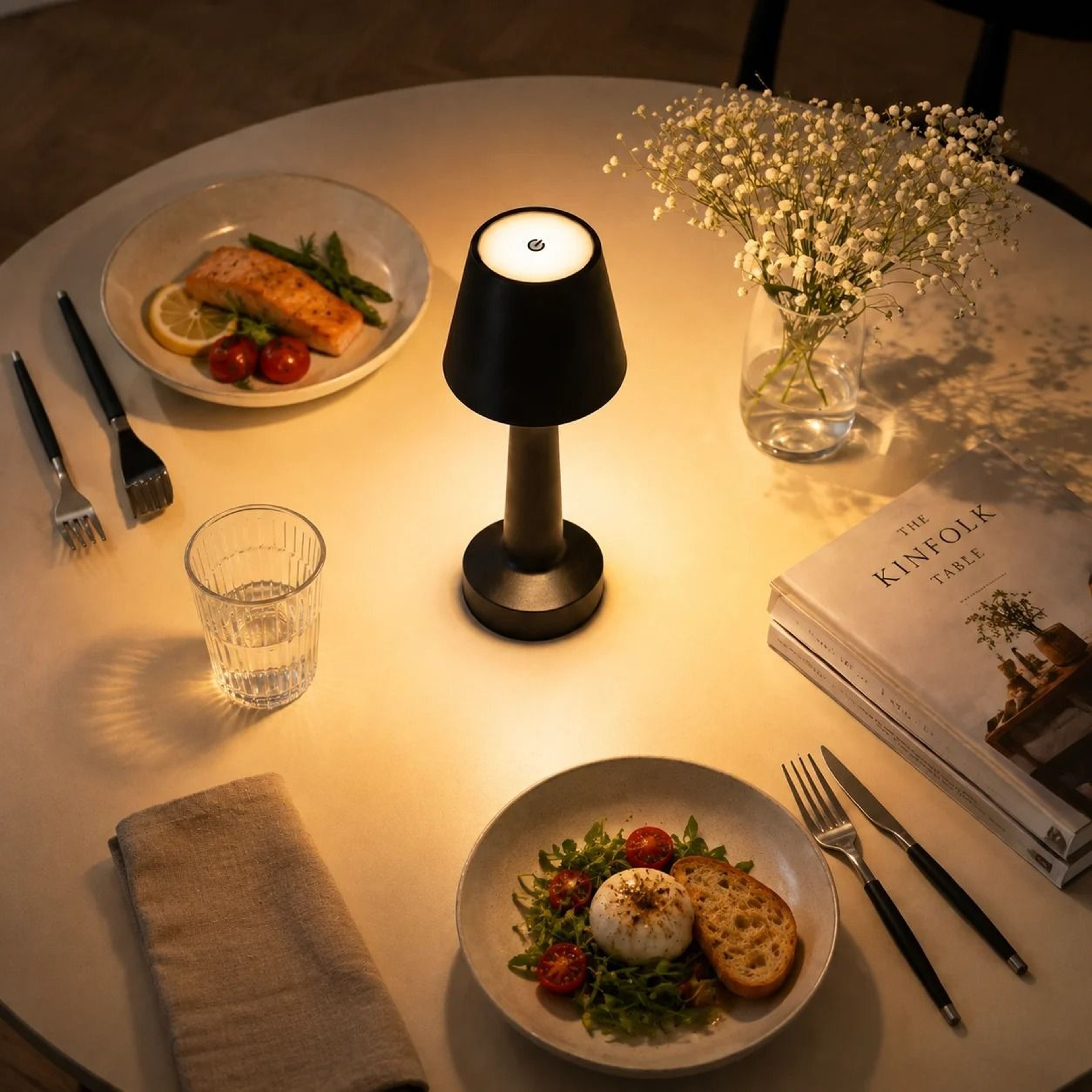 LED Mushroom Table Lamp Wireless Rechargeable Touch Control Dimmable Bedside Night Light Minimalist 1