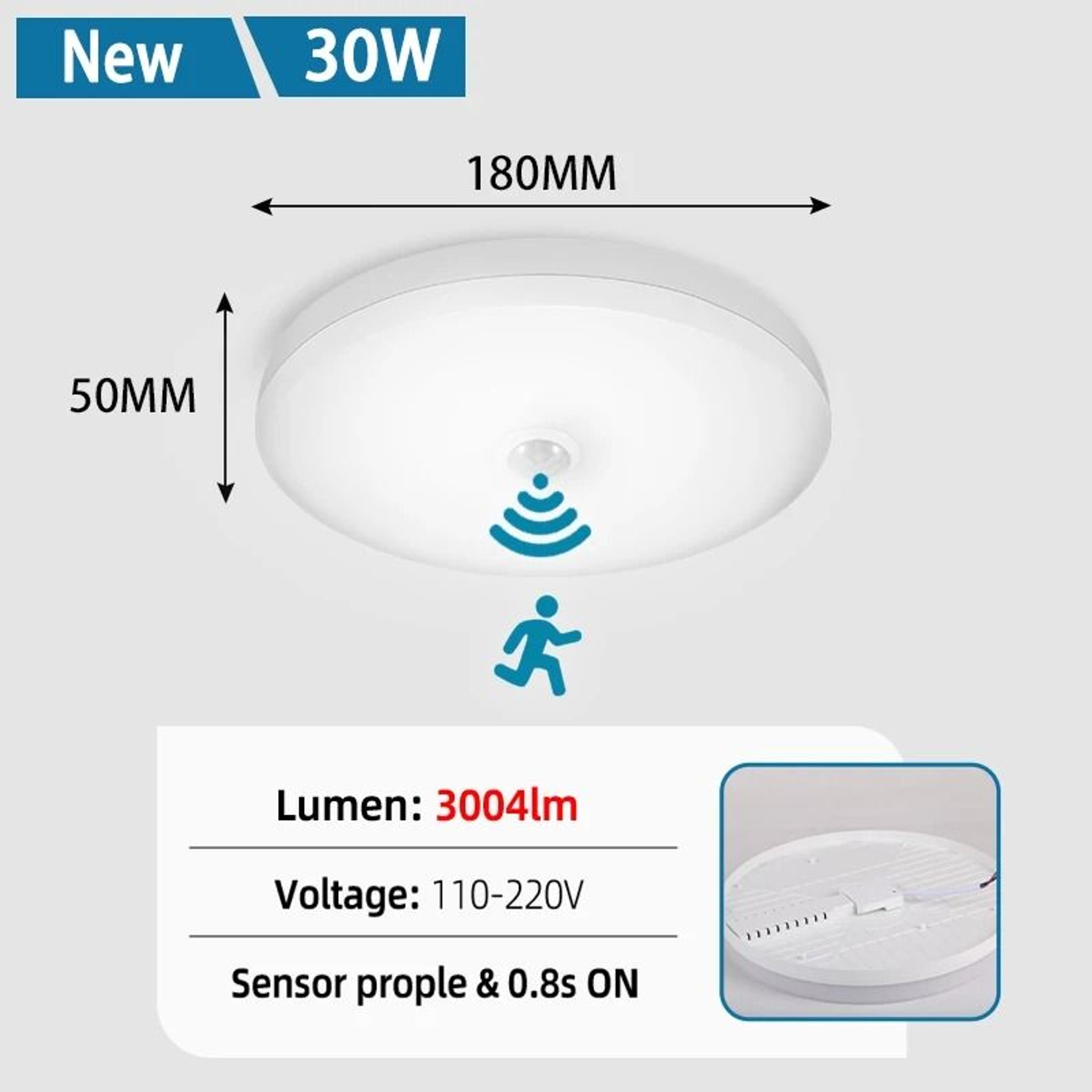 LED Ceiling Lamp With Motion Sensor 110V 220V Human Infrared Smart Room Lamp 20W 40W Entrance 13