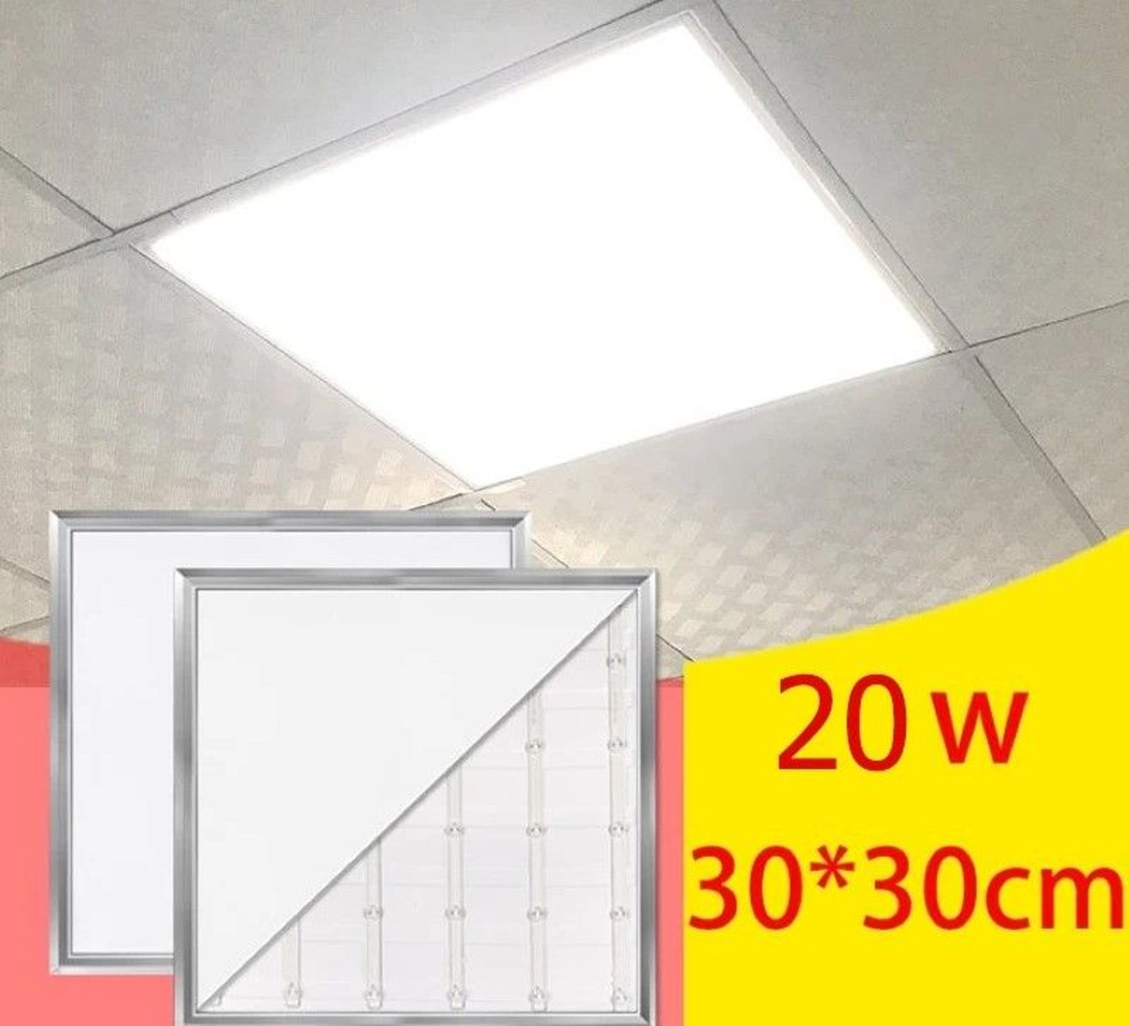 LED Panel Light 20W 118x118 Inch Indoor Ceiling Lighting 220V Ultra Thin Square Surface Mounted 0