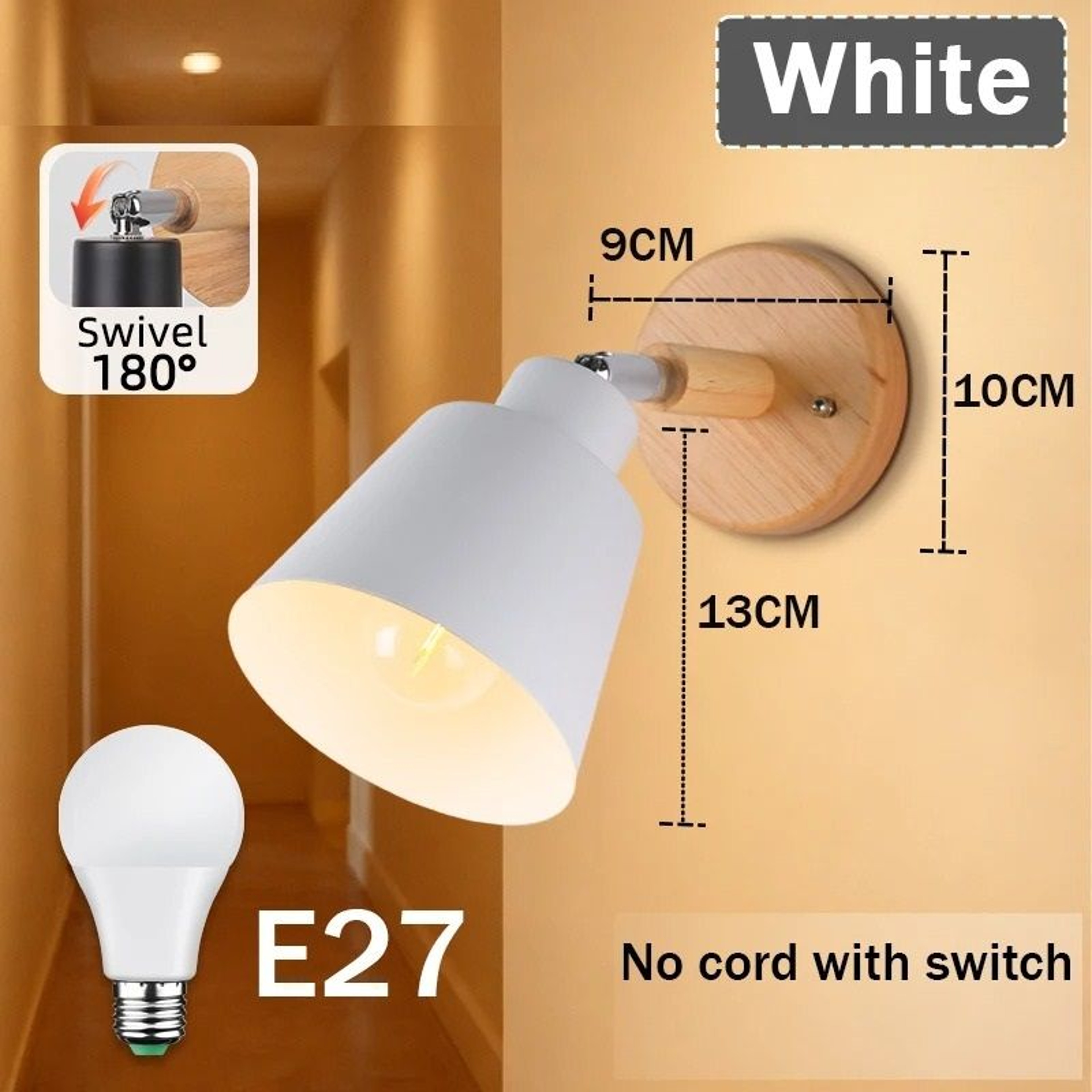 LED Wall Light E27 Replaceable Bulb 85265V 3 Color Wall Lamp Bedside Sconce Living Room 7