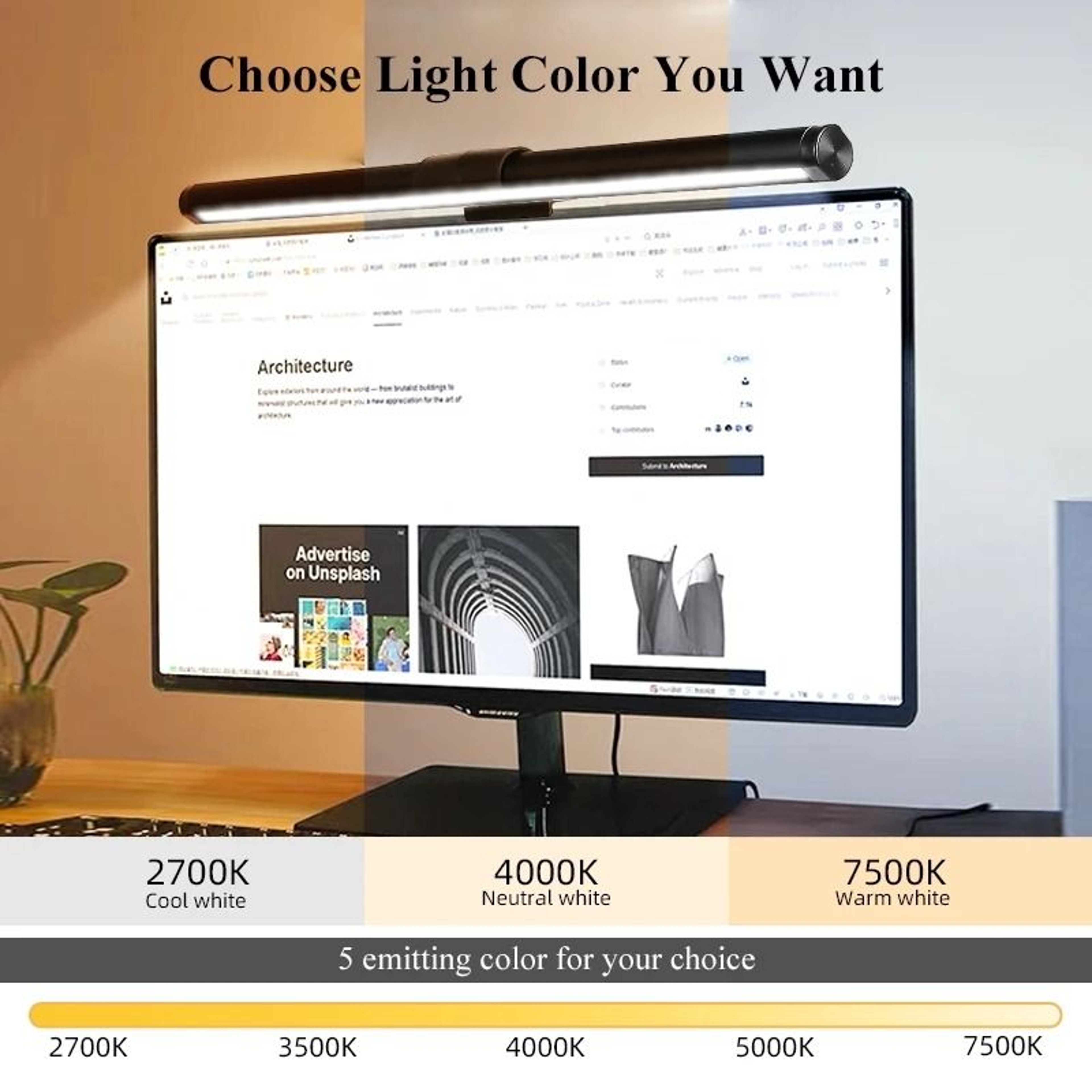 Curved RGB LED Monitor Light Bar Computer Screen Lamp Touch Dimmable USB PC Desk Reading Office 1