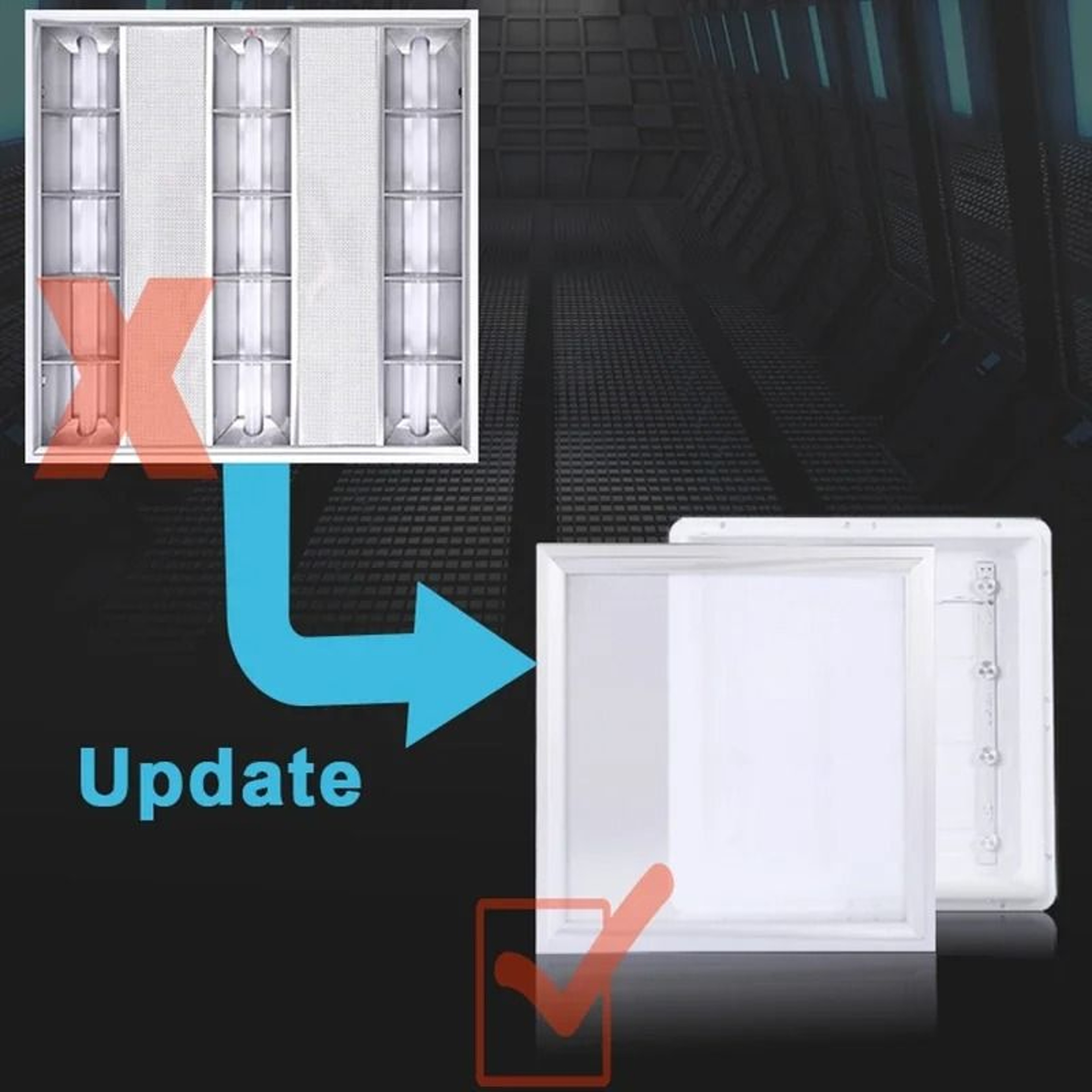 Ultra Thin 20W Square Ceiling LED Flat Panel Lamp 118x118 Inch Surface Mount 220V 4