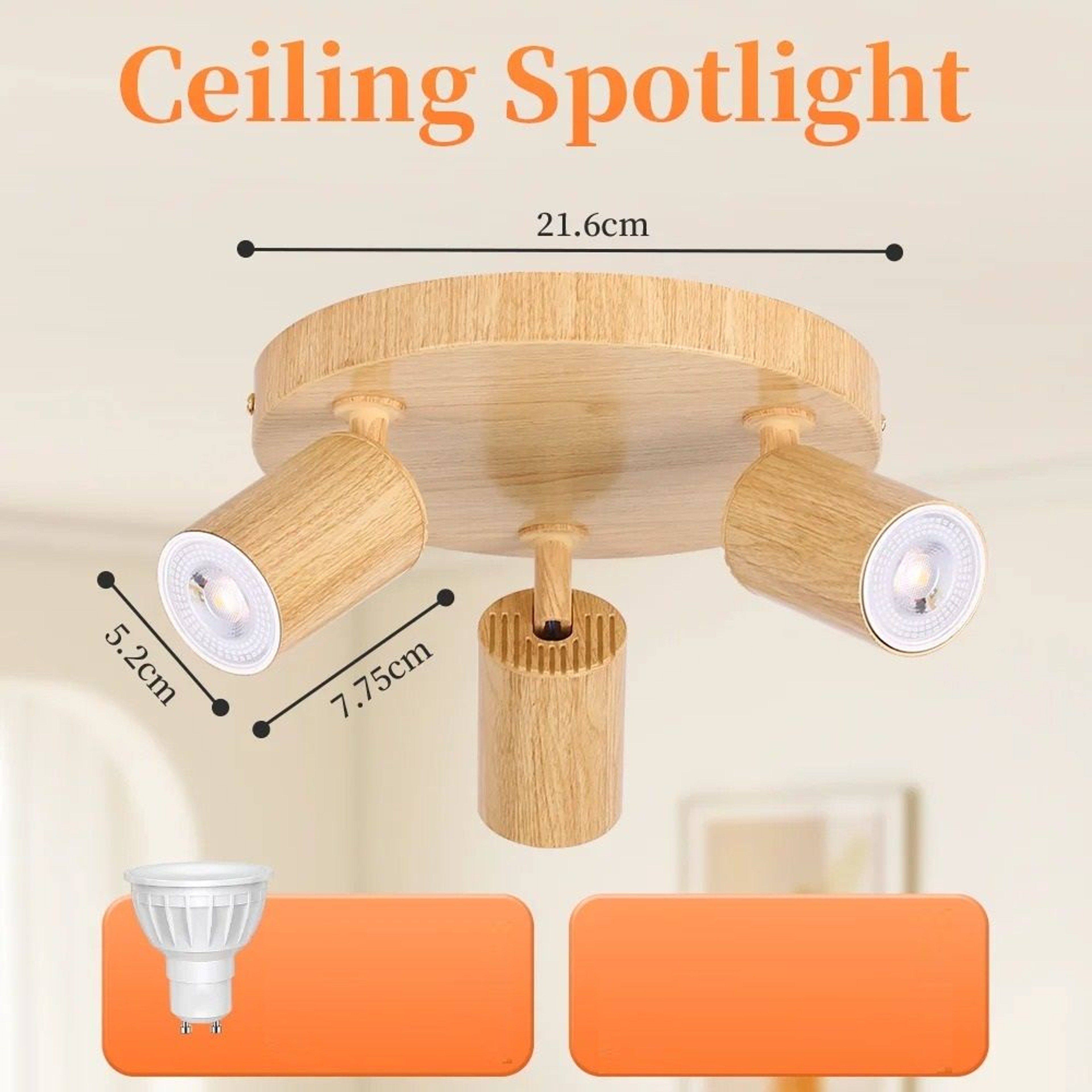 Wooden Accent LED Spotlight Ceiling Lamp 110220V Replaceable Bulb Track Light 10