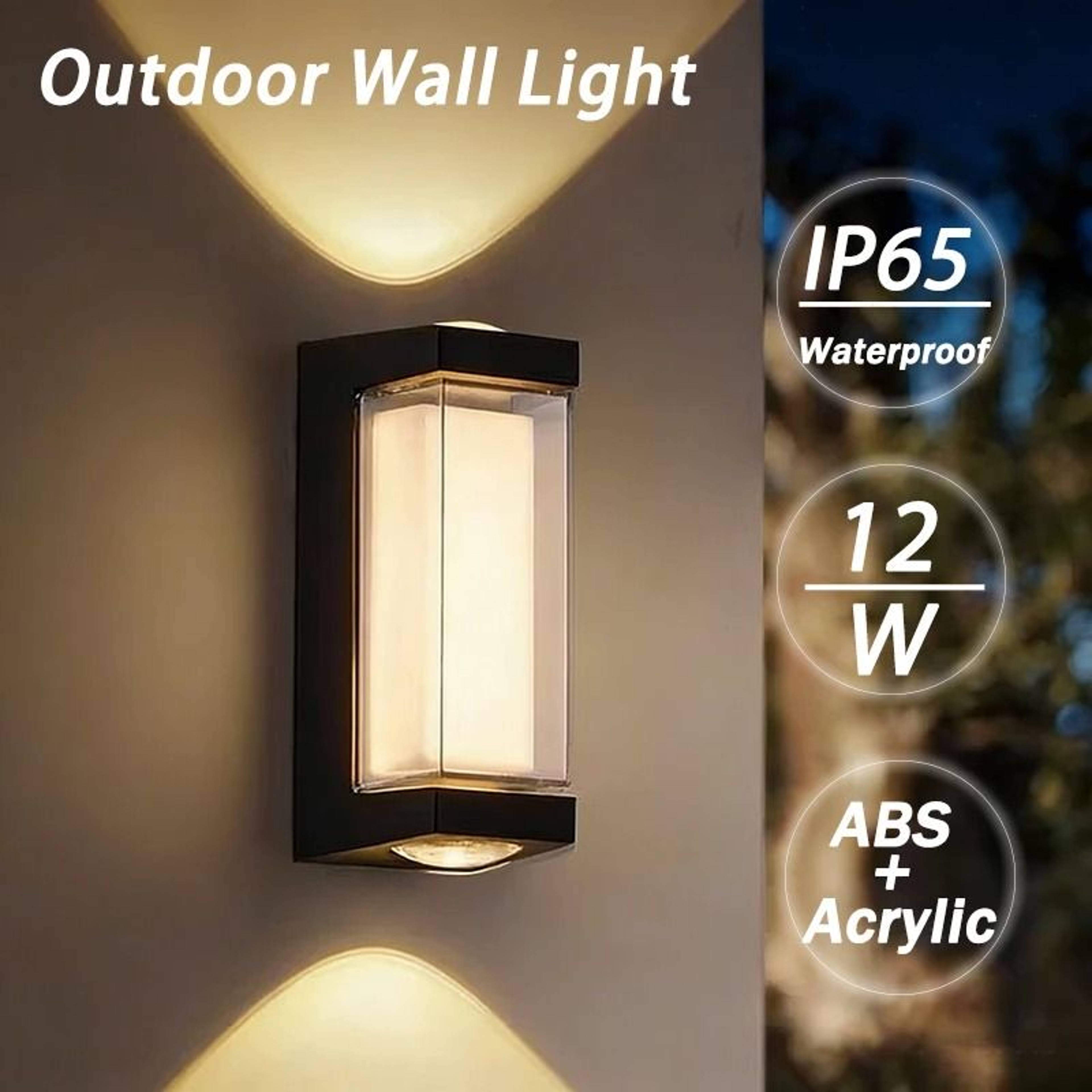 Outdoor 12W LED Wall Lamp IP65 Waterproof Modern Garden Corridor Light 0