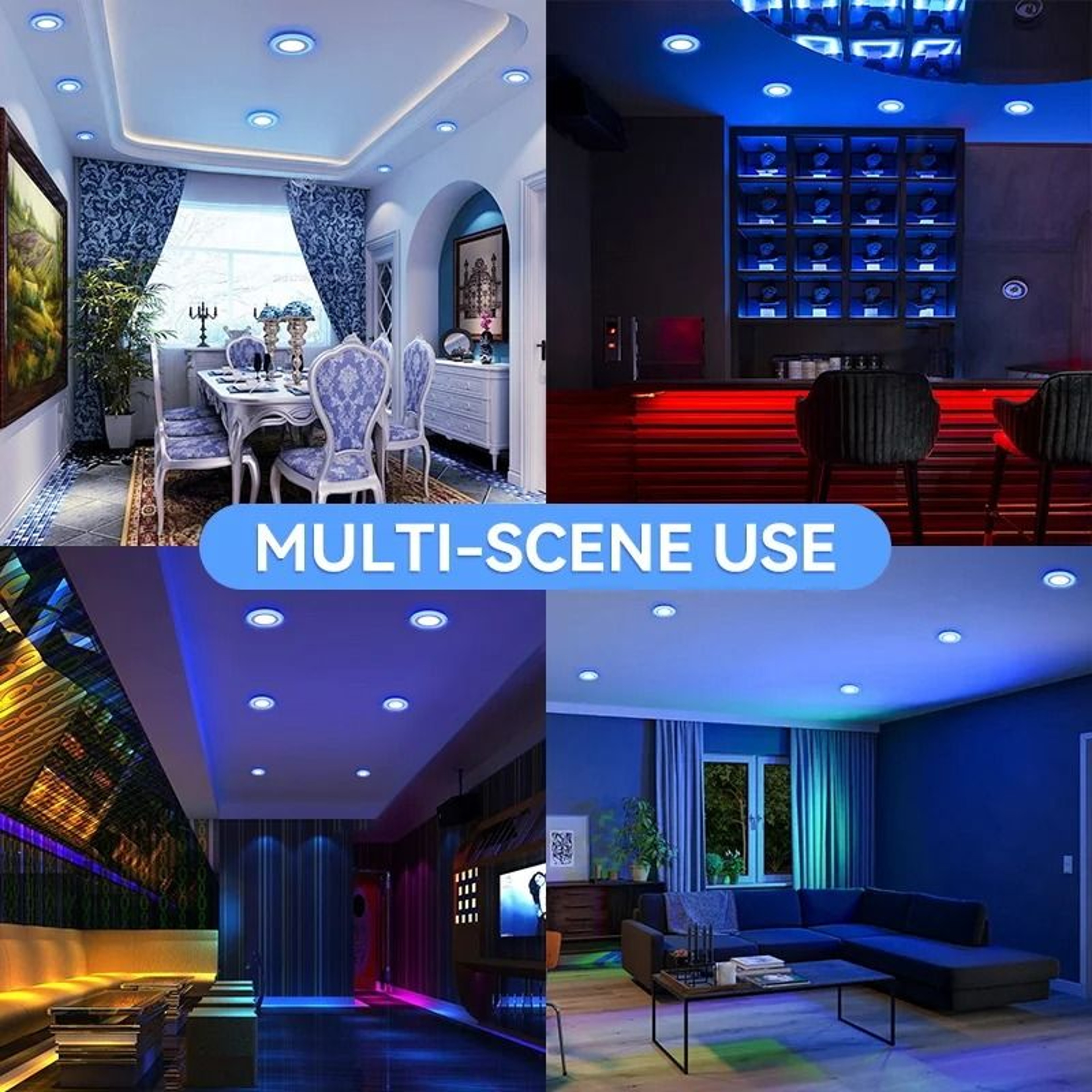 Modern Double Color LED Ceiling Panel Light Blue White Dual Mode Recessed Downlight 5