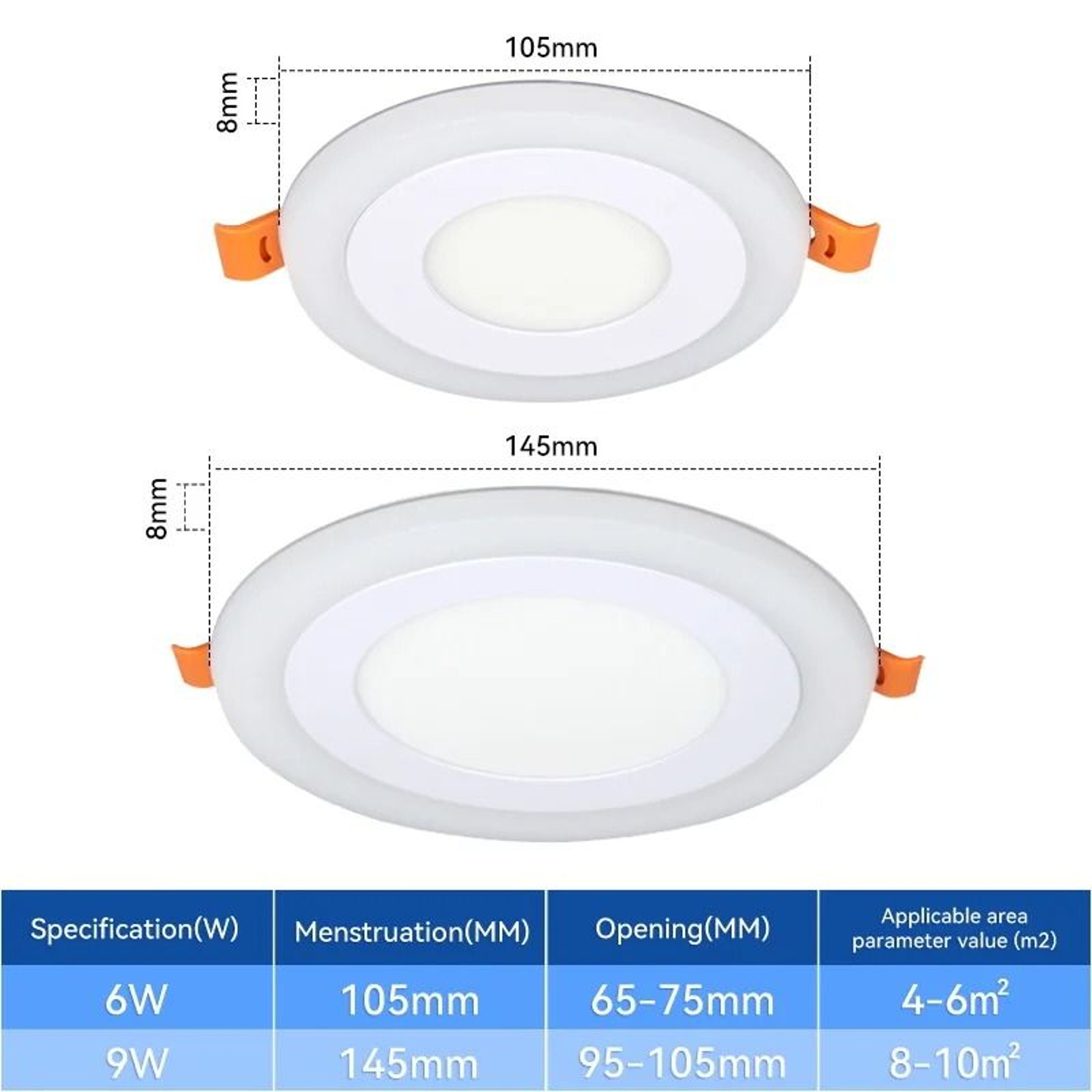 Modern Double Color LED Ceiling Panel Light Blue White Dual Mode Recessed Downlight 4