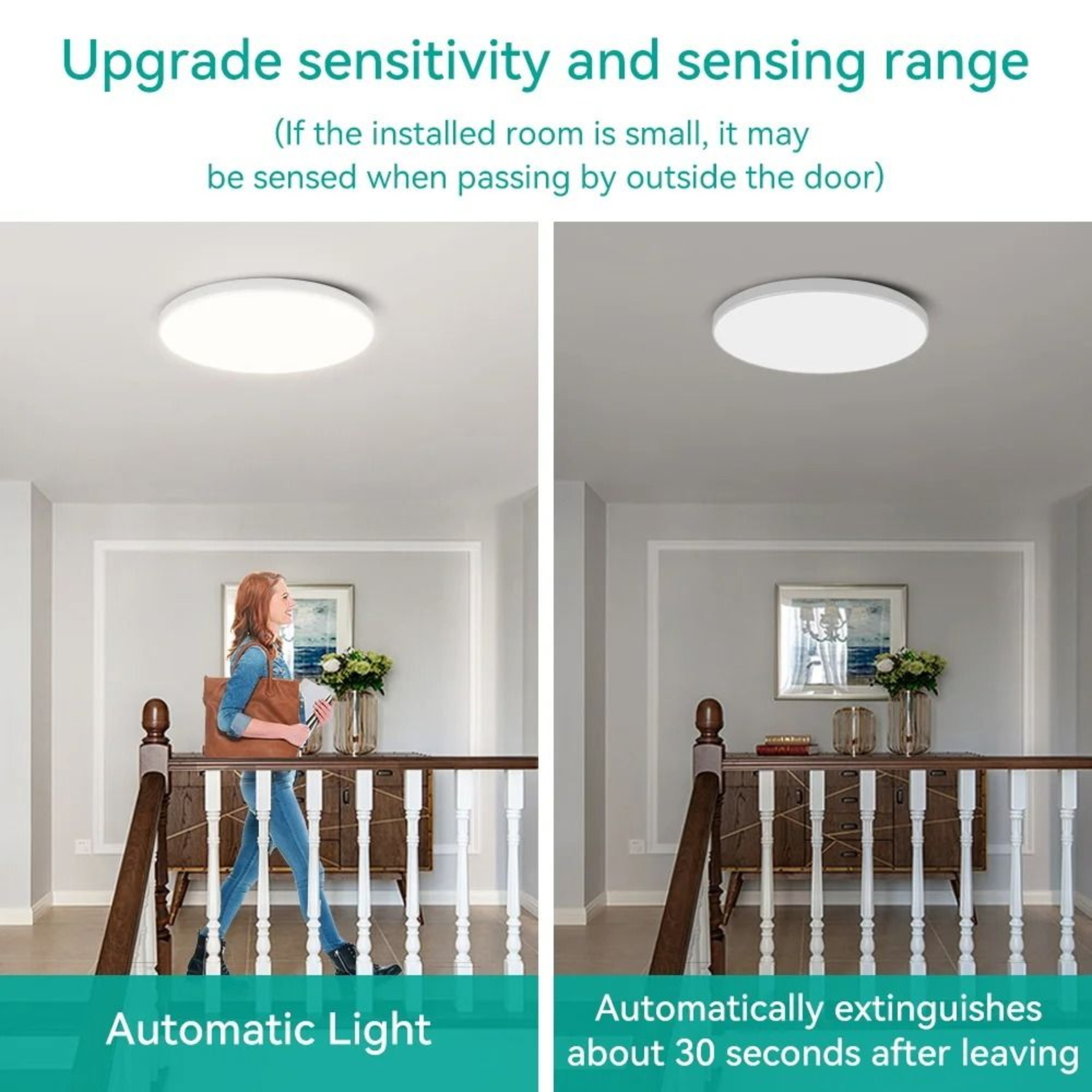LED Radar Motion Sensor Ceiling Light Sensitive Panel Lamp Hallway Aisle Stair Garage 1