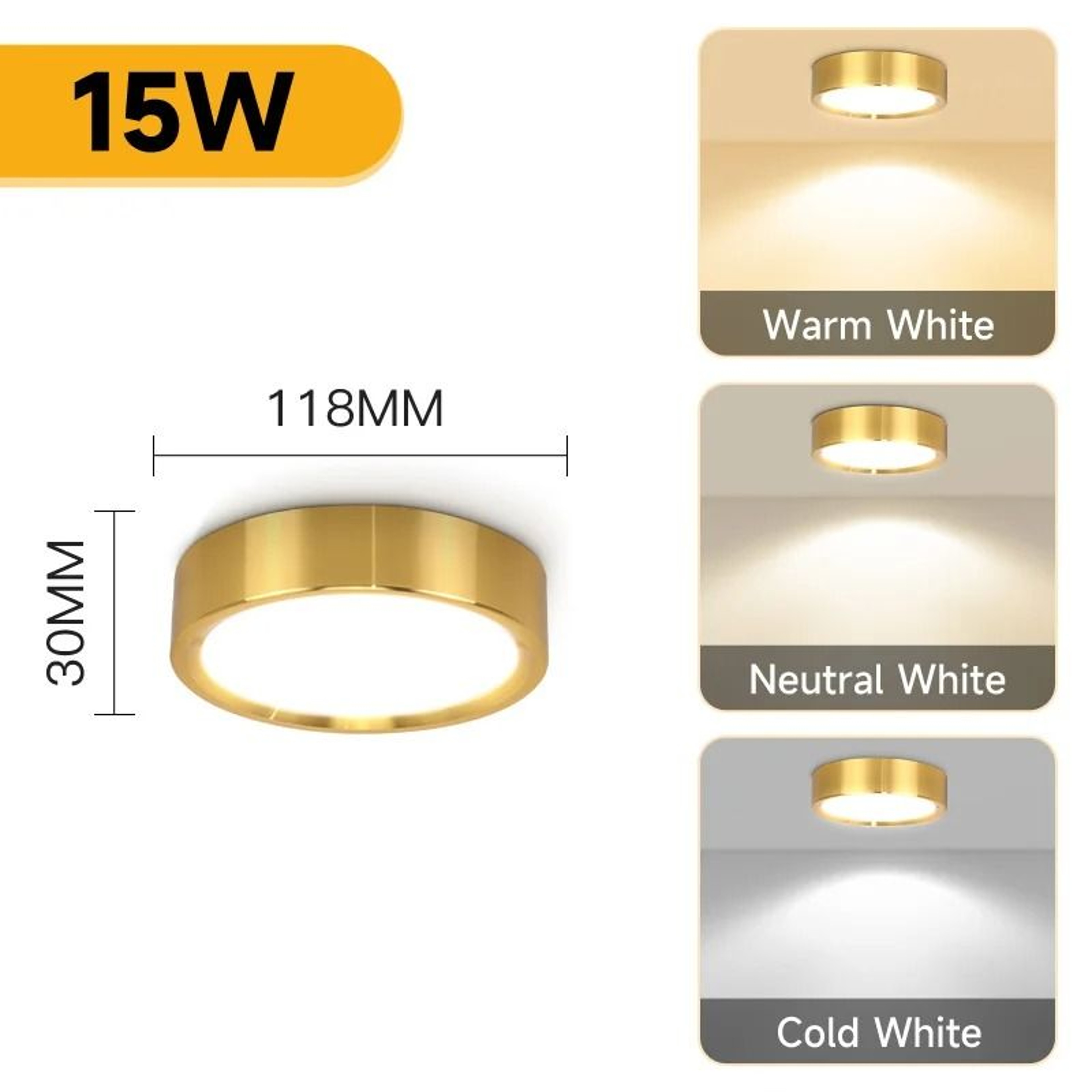 Modern LED Ceiling Spotlight 15W 25W Tricolor Surface Mount Downlight Kitchen Entrance Lamp 10