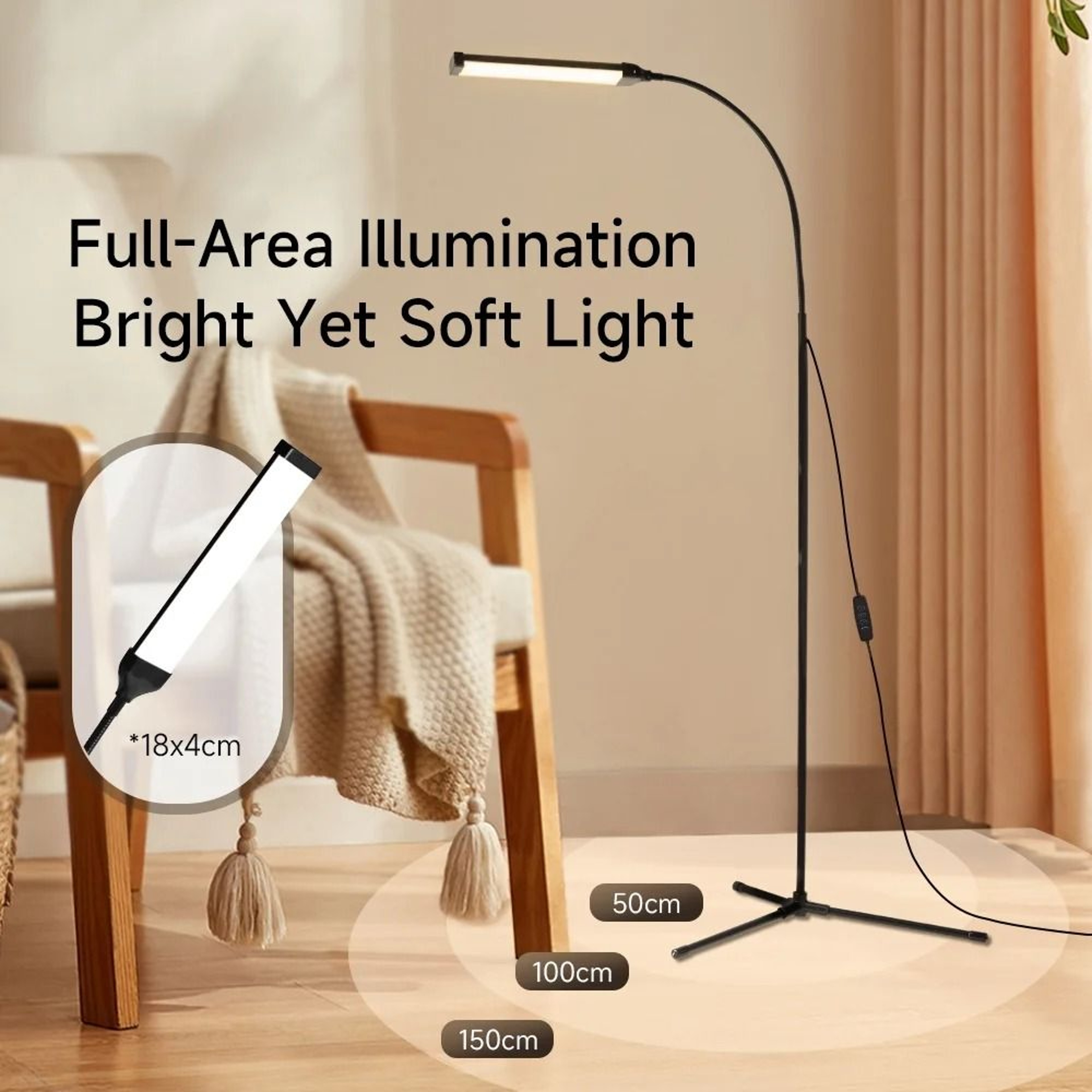 Modern Dimmable LED Floor Lamp Remote Control Stand Light Bedroom Study Office 2