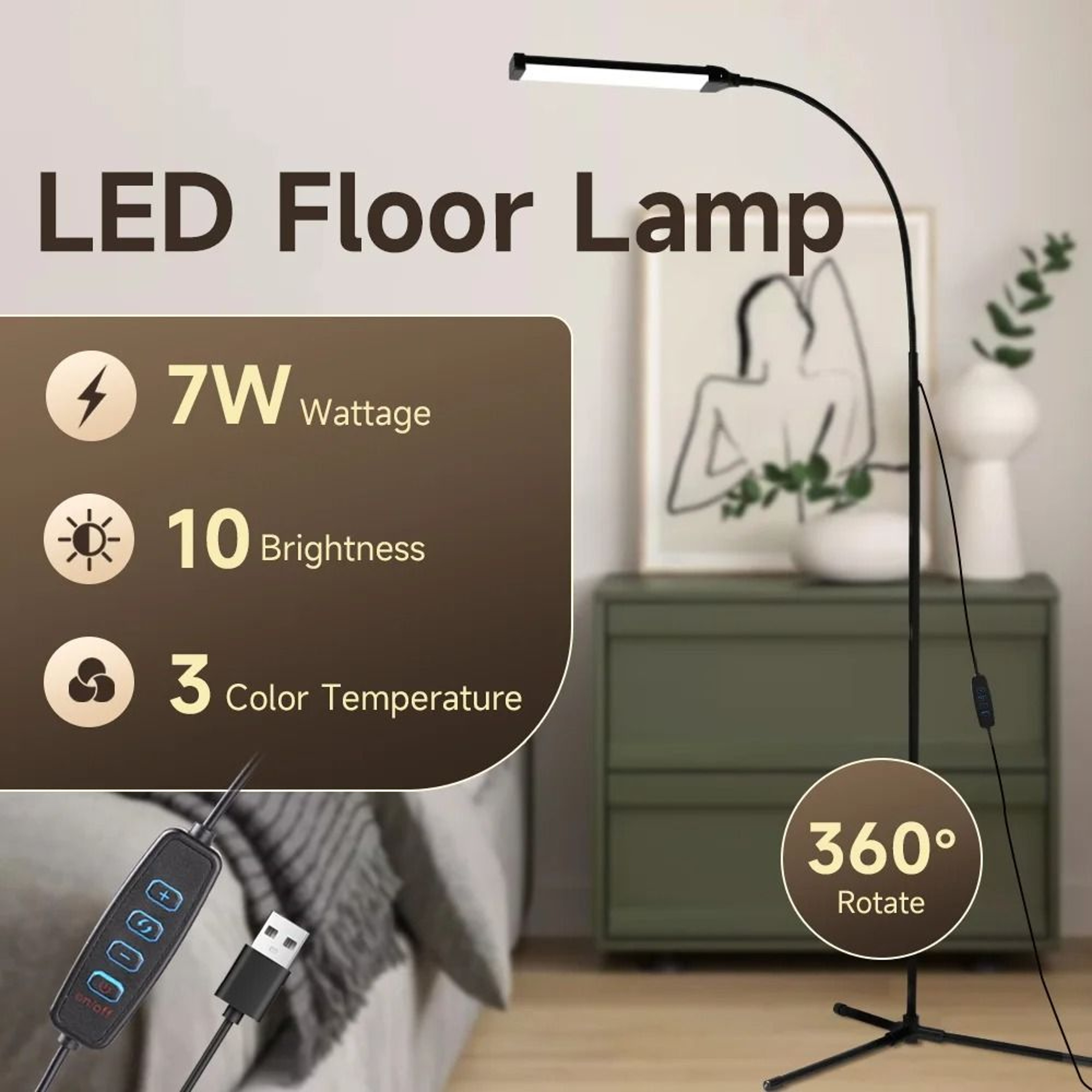 Modern Dimmable LED Floor Lamp Remote Control Stand Light Bedroom Study Office 0