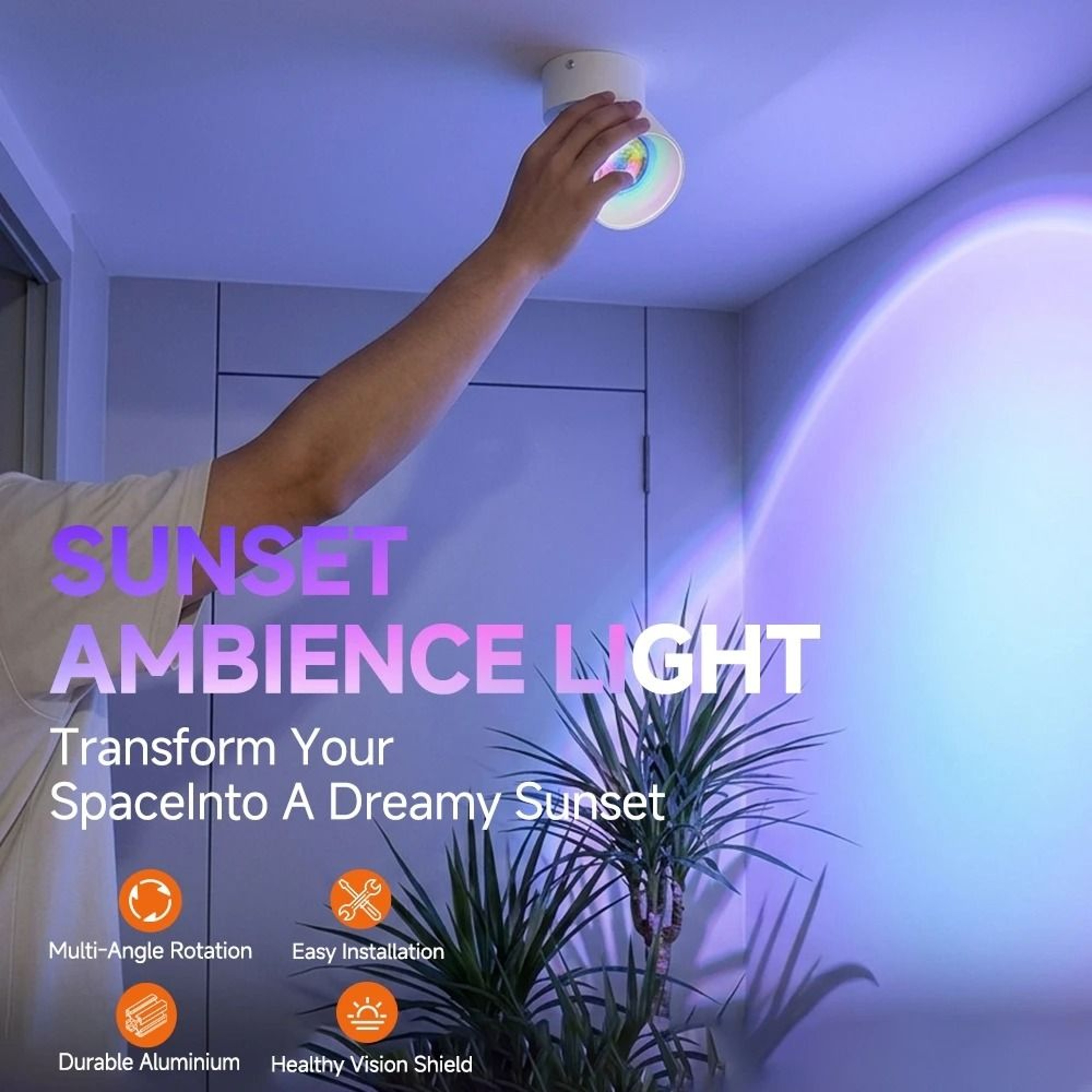 Modern LED Sunset Downlight Atmosphere Ceiling Spotlight Projector Night Lamp Bedroom Decor 2