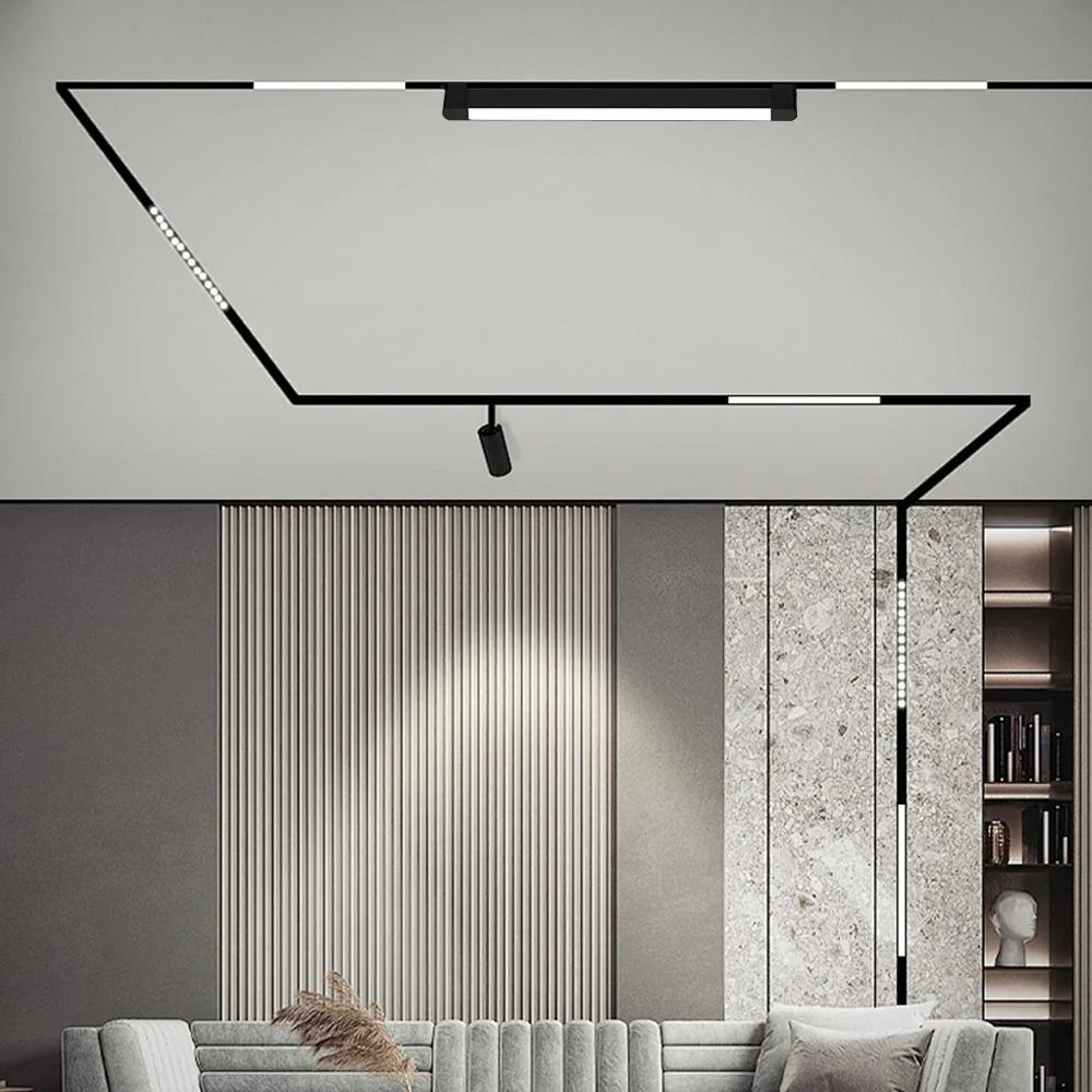 Modern LED Track Linear Floodlight Tricolor Rail Ceiling Lamp Home Decor Clothing Store 5