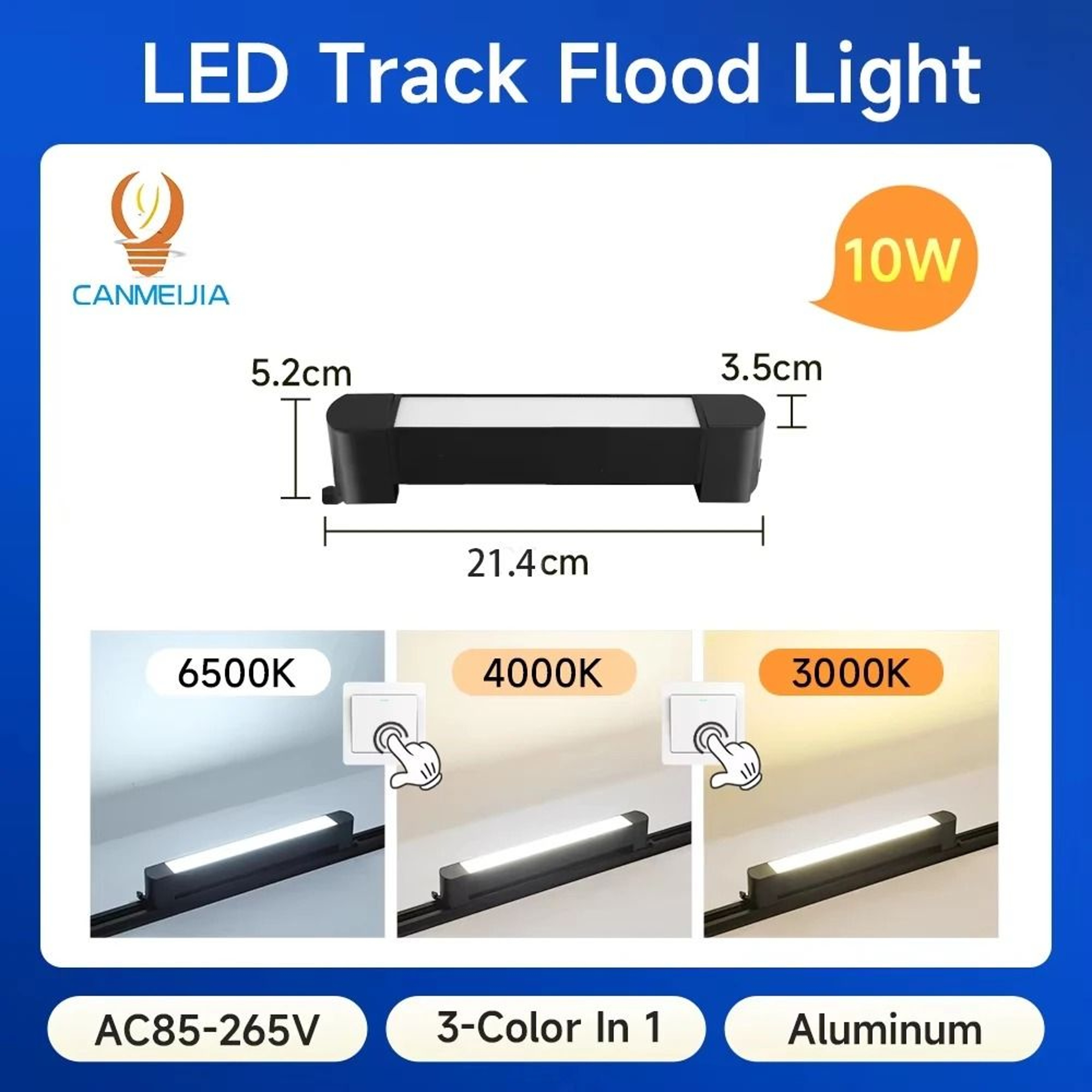 Modern LED Track Linear Floodlight Tricolor Rail Ceiling Lamp Home Decor Clothing Store 6