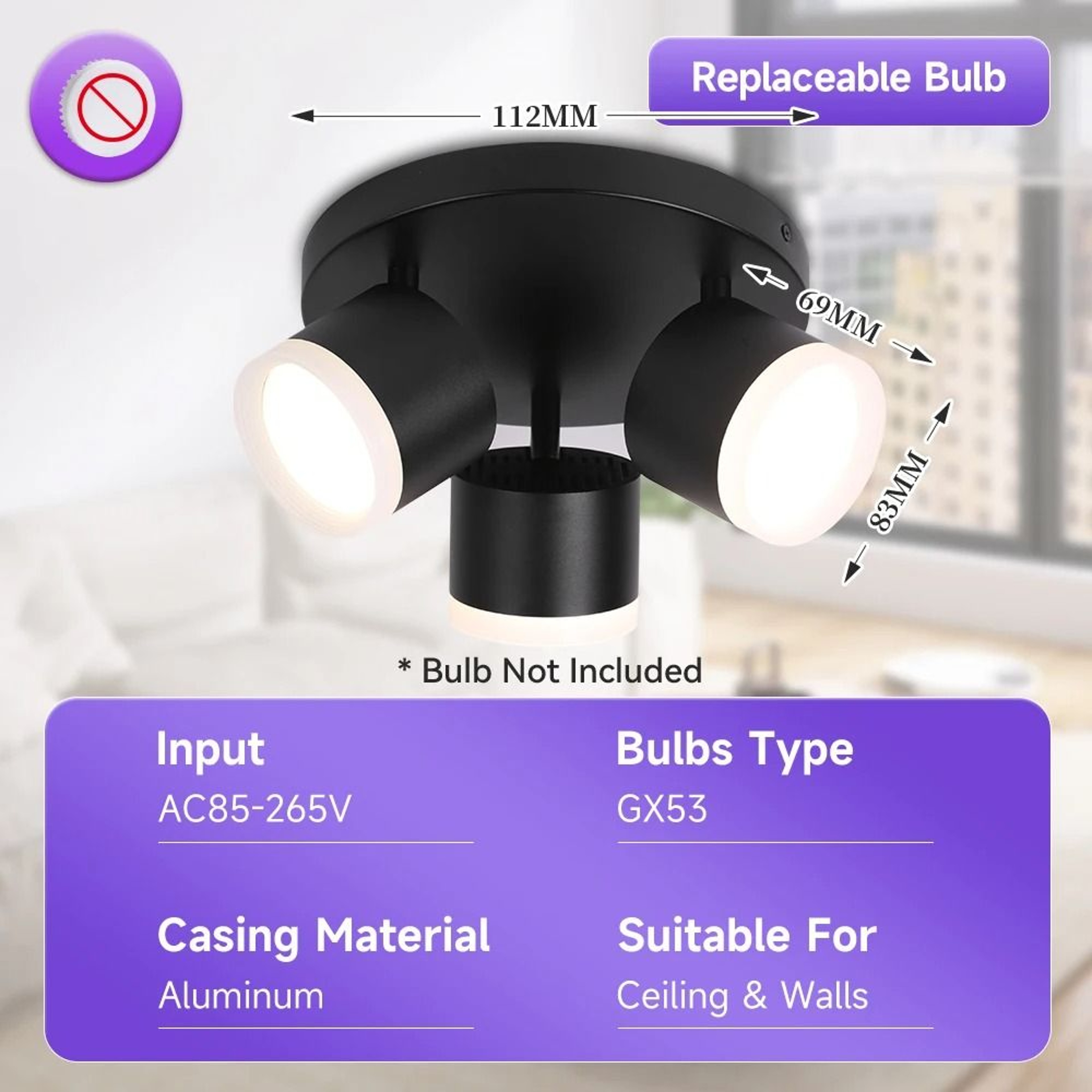 Surface Mount LED Ceiling Spotlight Replaceable Bulb Base 85 To 265V Downlight Living Room Bedroom  13