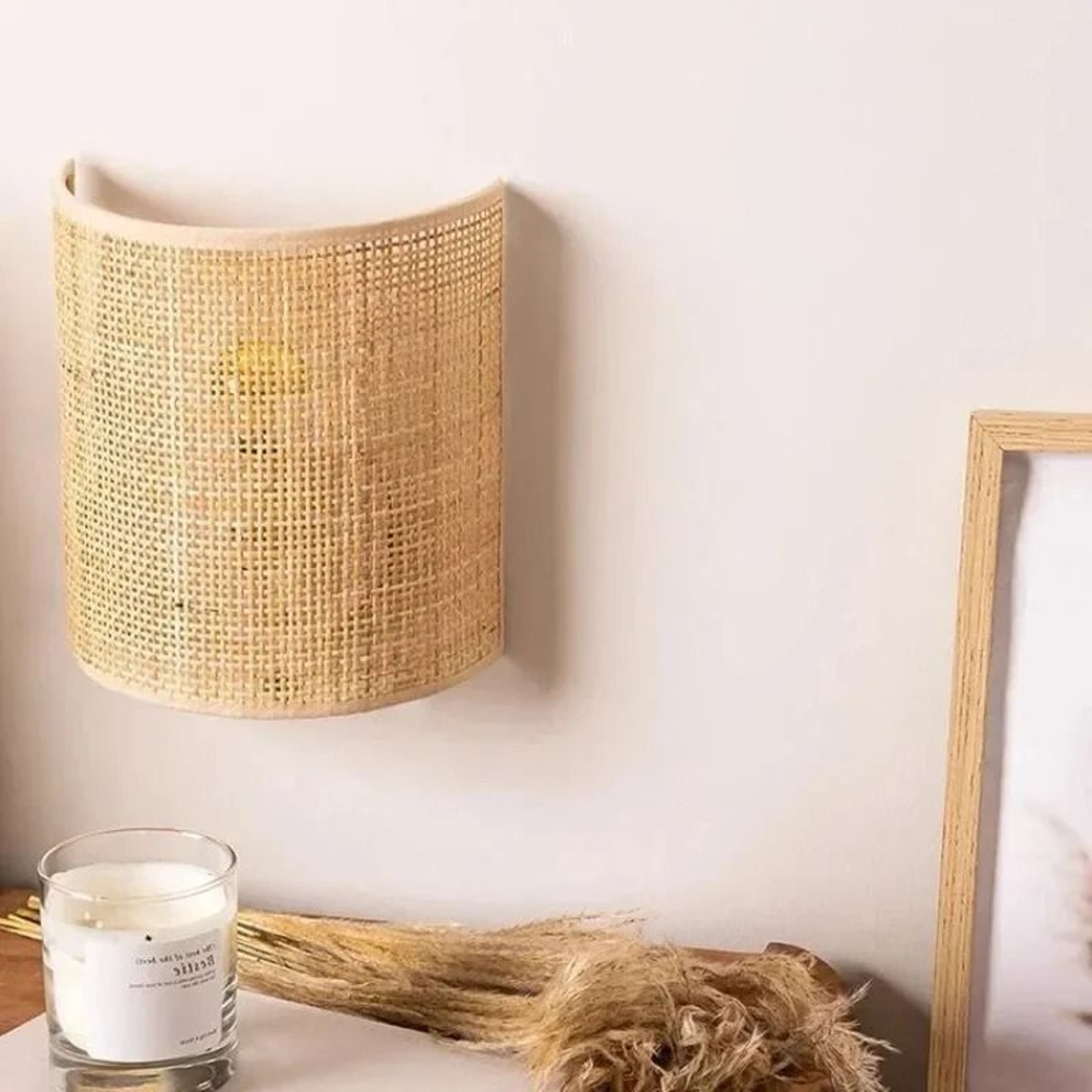 Handmade Rattan Wall Lamp Bohemian Woven Sconce Bedroom Bedside Corridor Living Decor Fixture 3