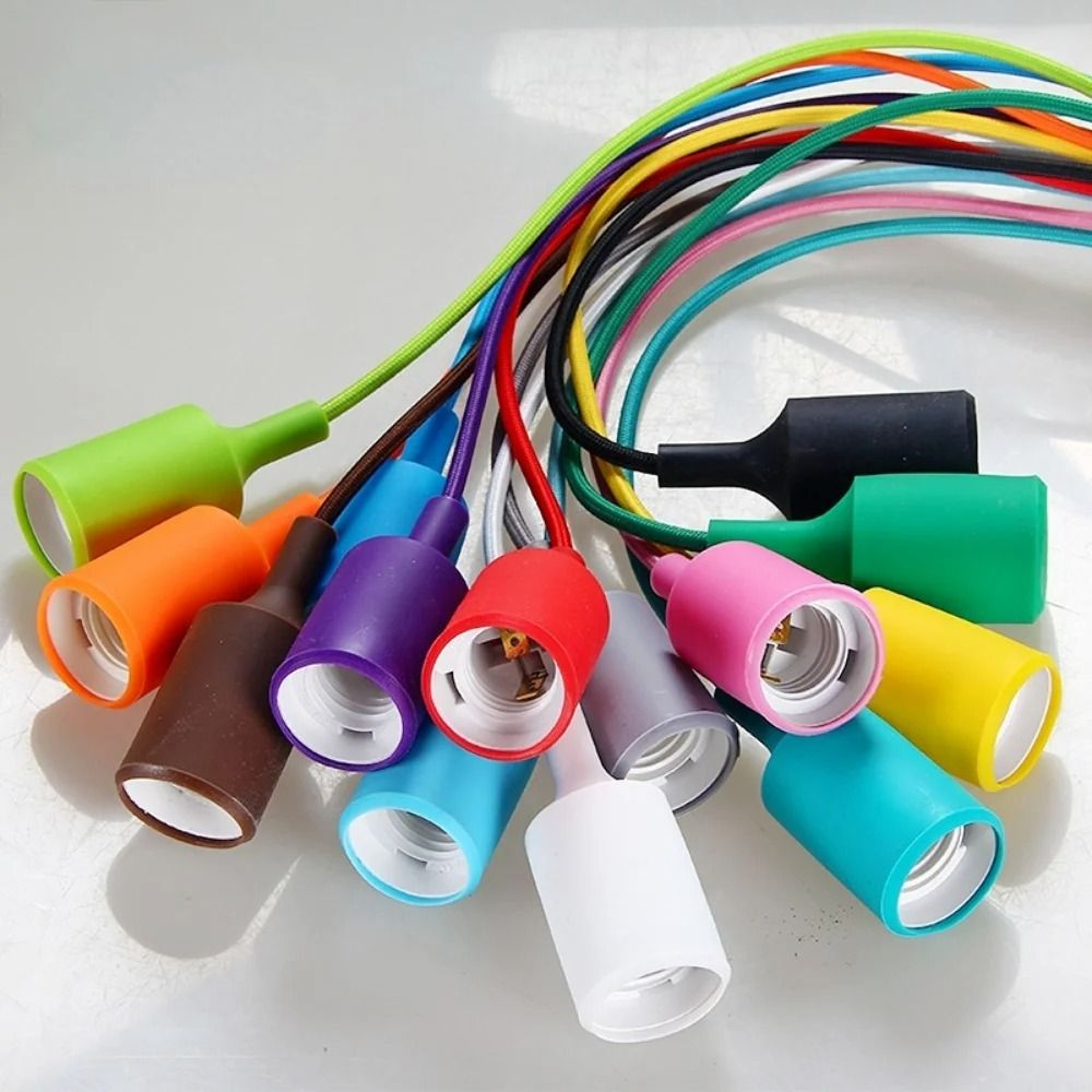 Colorful Silicone Pendant Light Single Head Hanging Cord Lamp AC 90 To 260V Screw Base Fixture 5