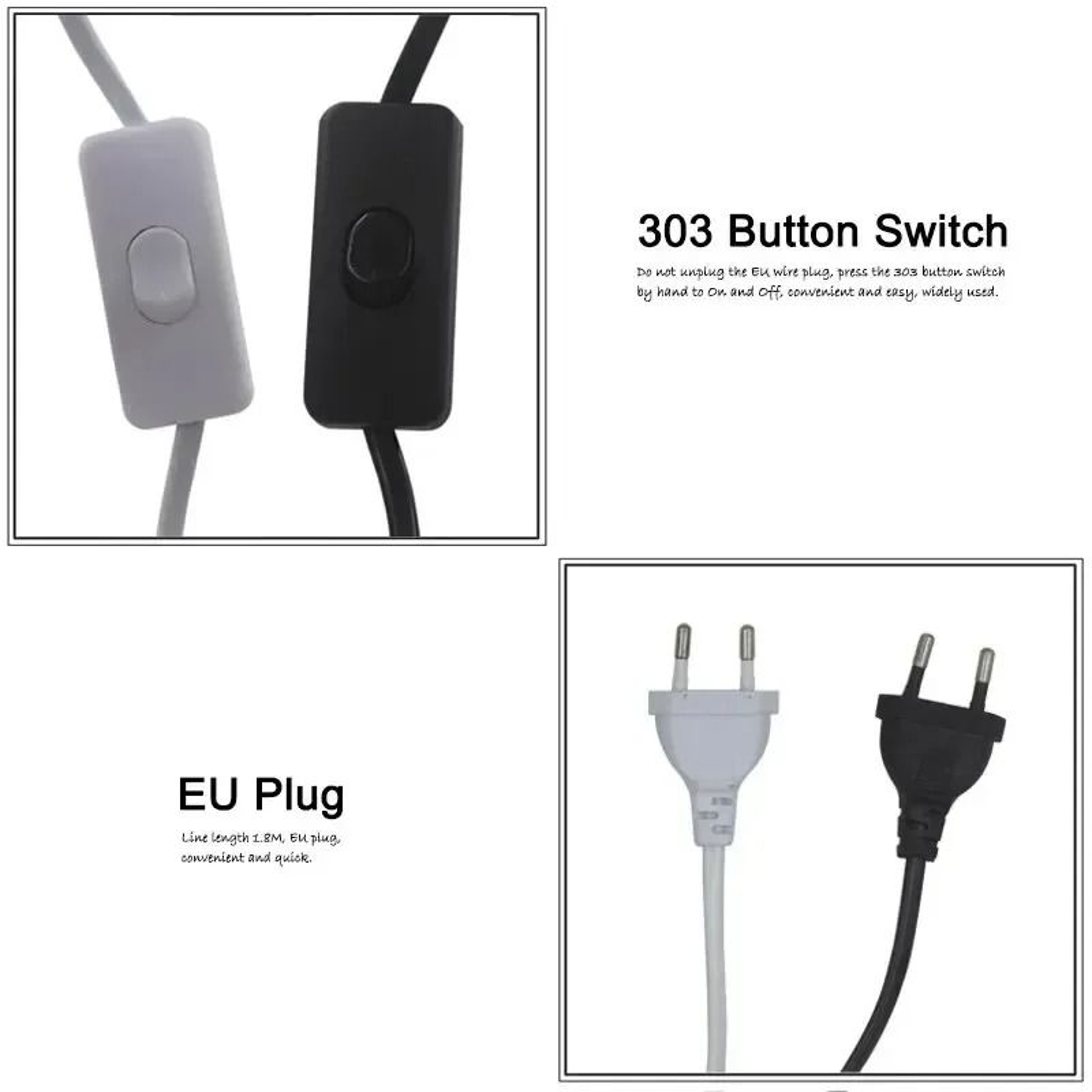 Extended Lamp Power Cord Line Cable With Inline Switch 59 Foot Length Floor Table Light Wire 3
