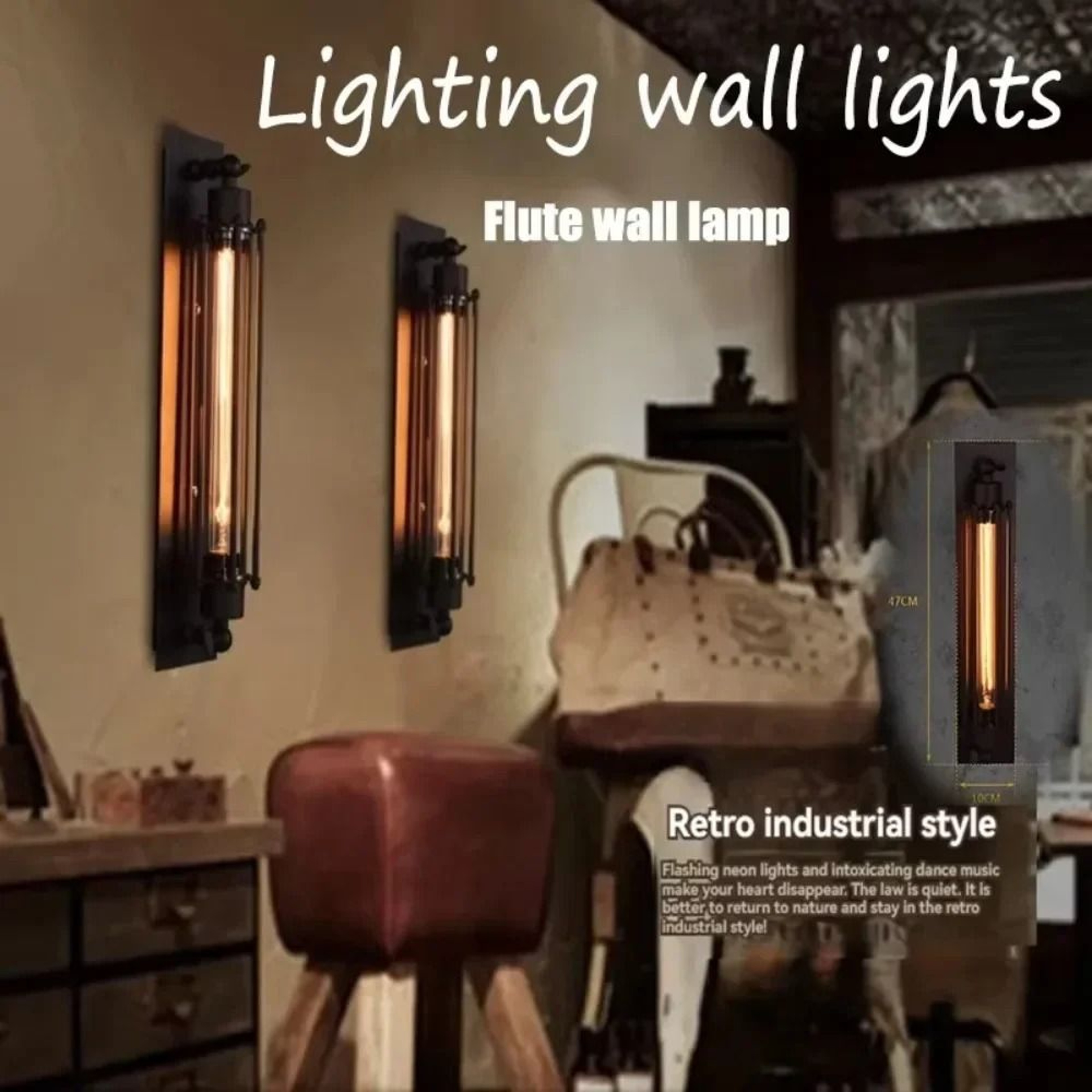 Antique Flute Wall Lamp Wrought Iron Industrial Retro Corridor Bedside Sconce Fixture 0