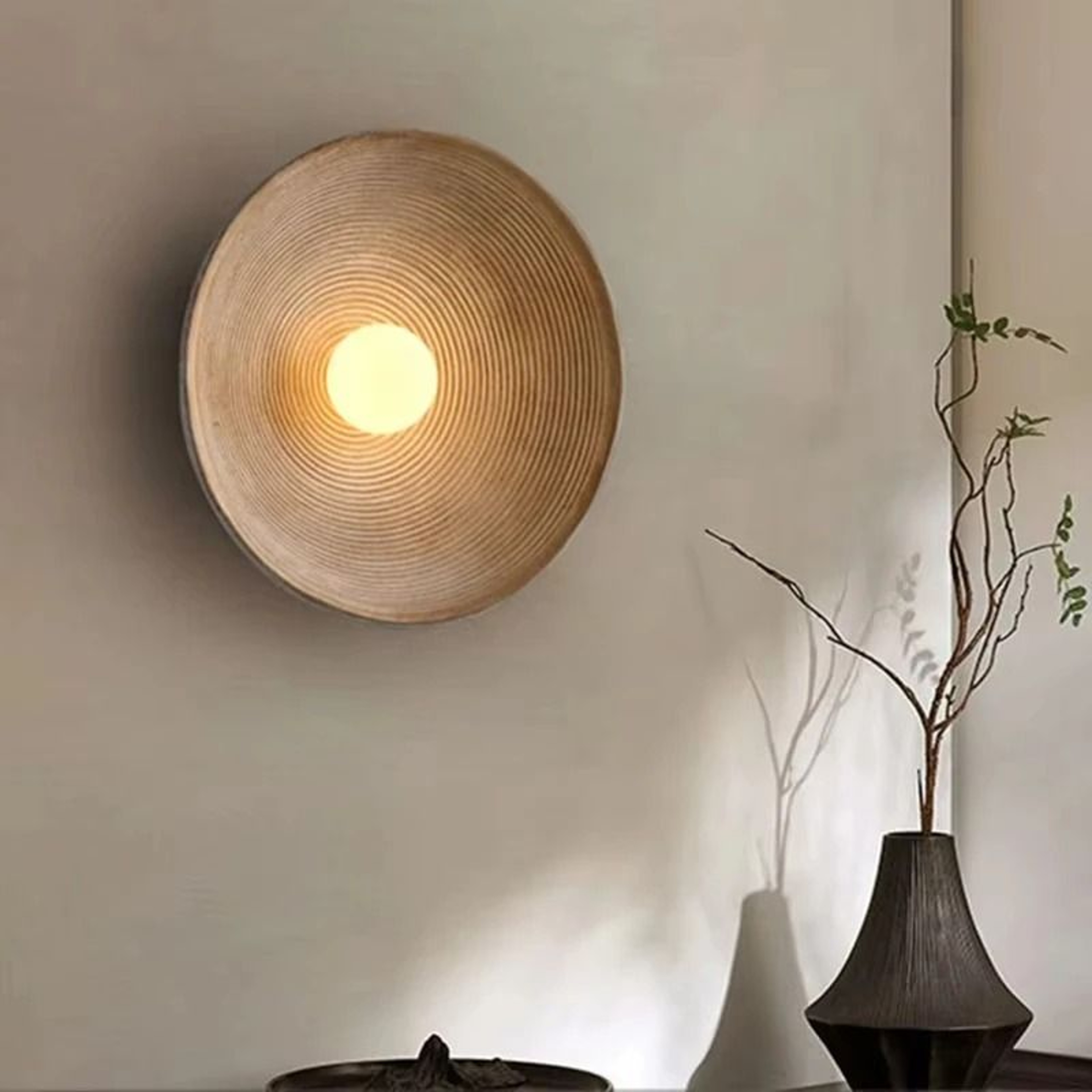 Retro Japanese Style Resin Wall Lamp Zen Background Ambient Sconce Bedroom Bedside Fixture 3