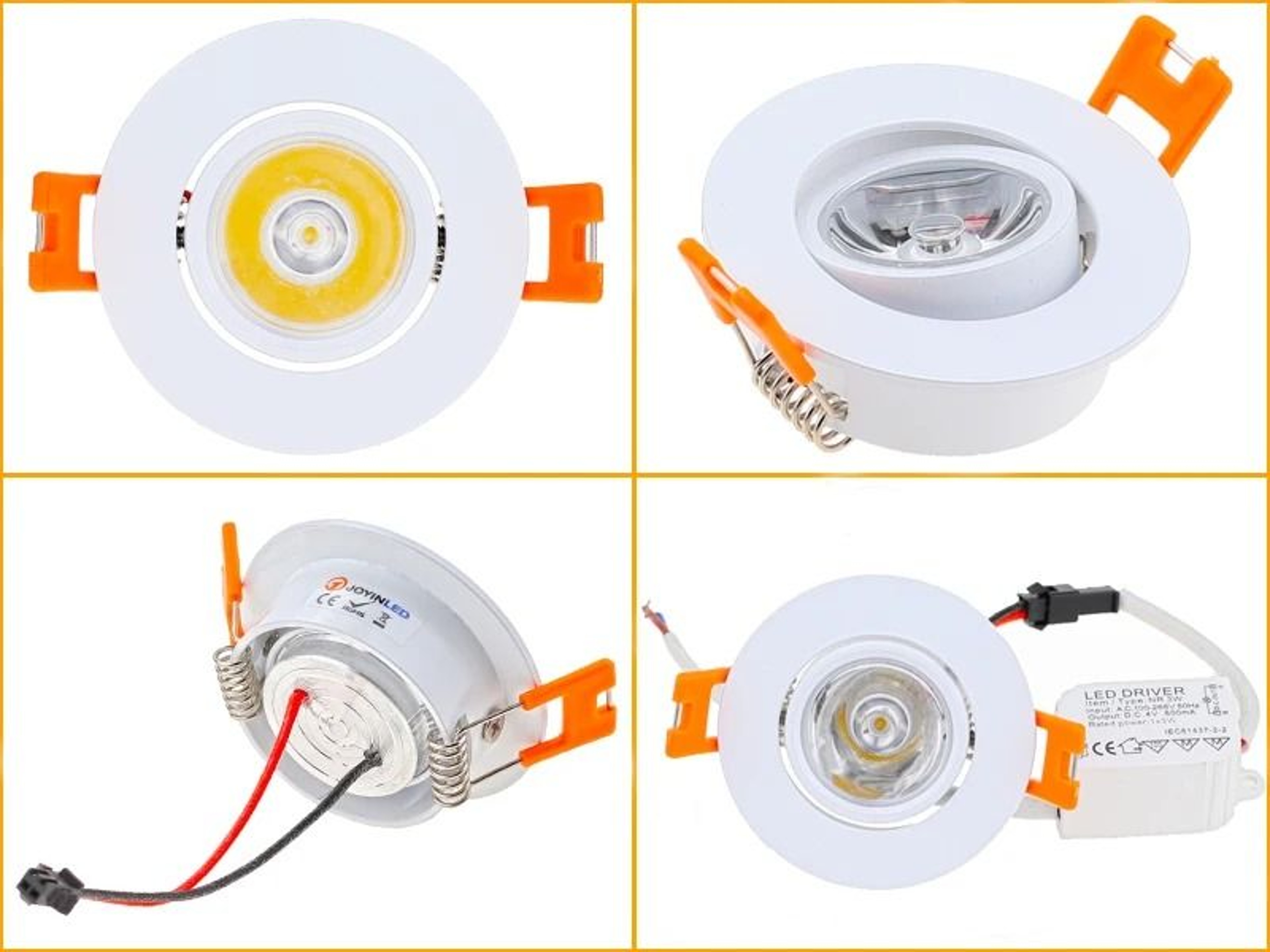 Aluminum Round Recessed LED Ceiling Downlight 3W Dimmable Spotlight 2 Inch Cutout AC 90 To 260V DC  6