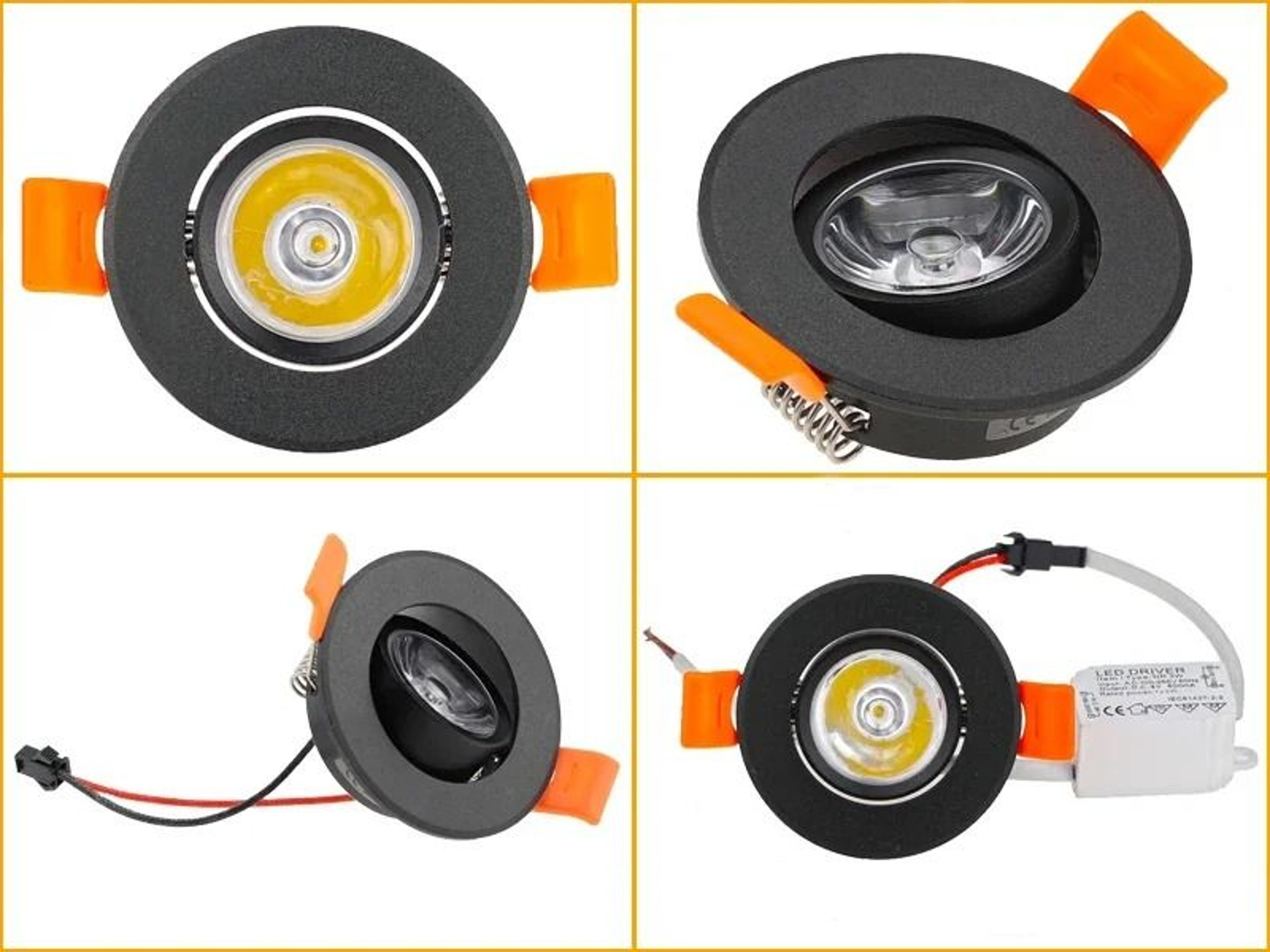 Aluminum Round Recessed LED Ceiling Downlight 3W Dimmable Spotlight 2 Inch Cutout AC 90 To 260V DC  8