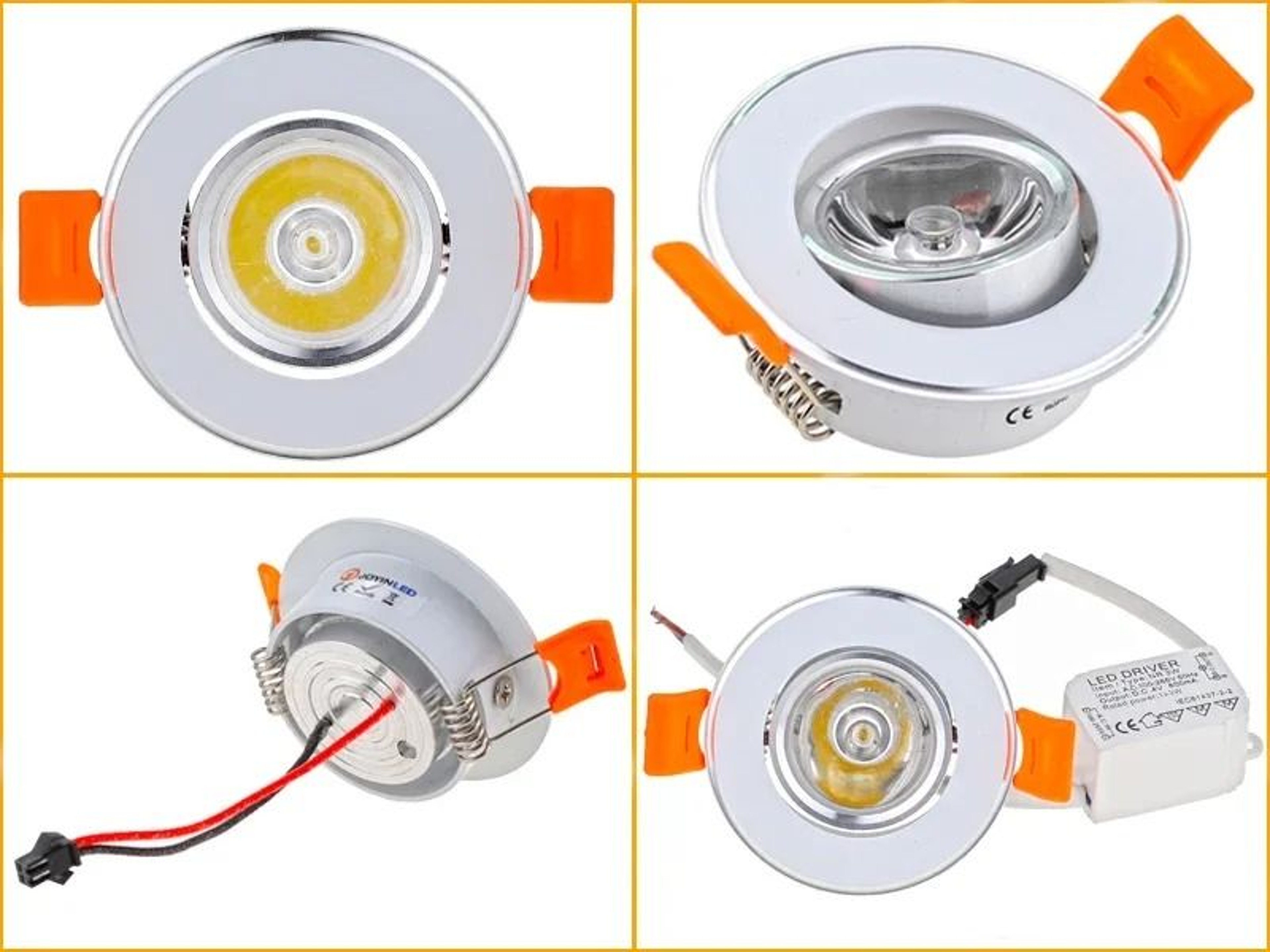 Aluminum Round Recessed LED Ceiling Downlight 3W Dimmable Spotlight 2 Inch Cutout AC 90 To 260V DC  9