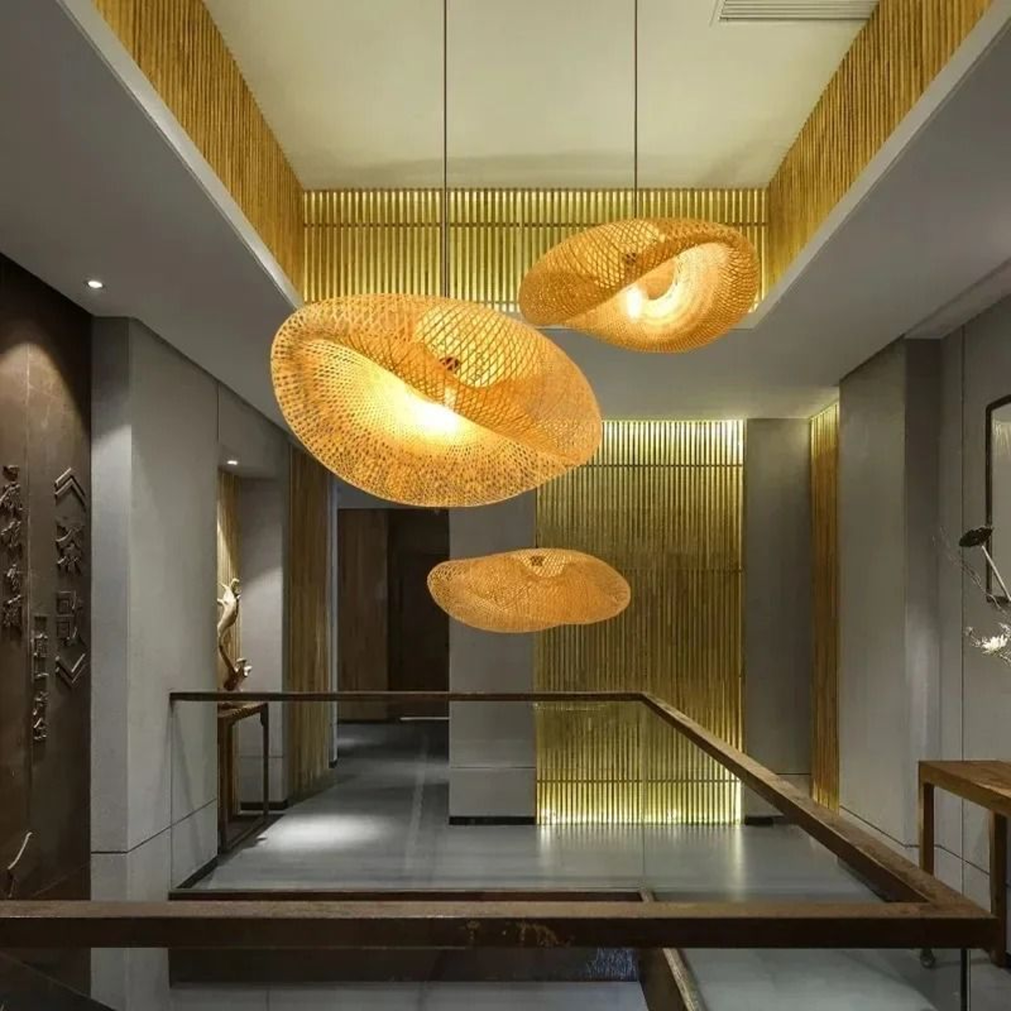 Handmade Bamboo Weaving Pendant Light Vintage Woven Chandelier 157 Inch Diameter Hanging Lamp 2
