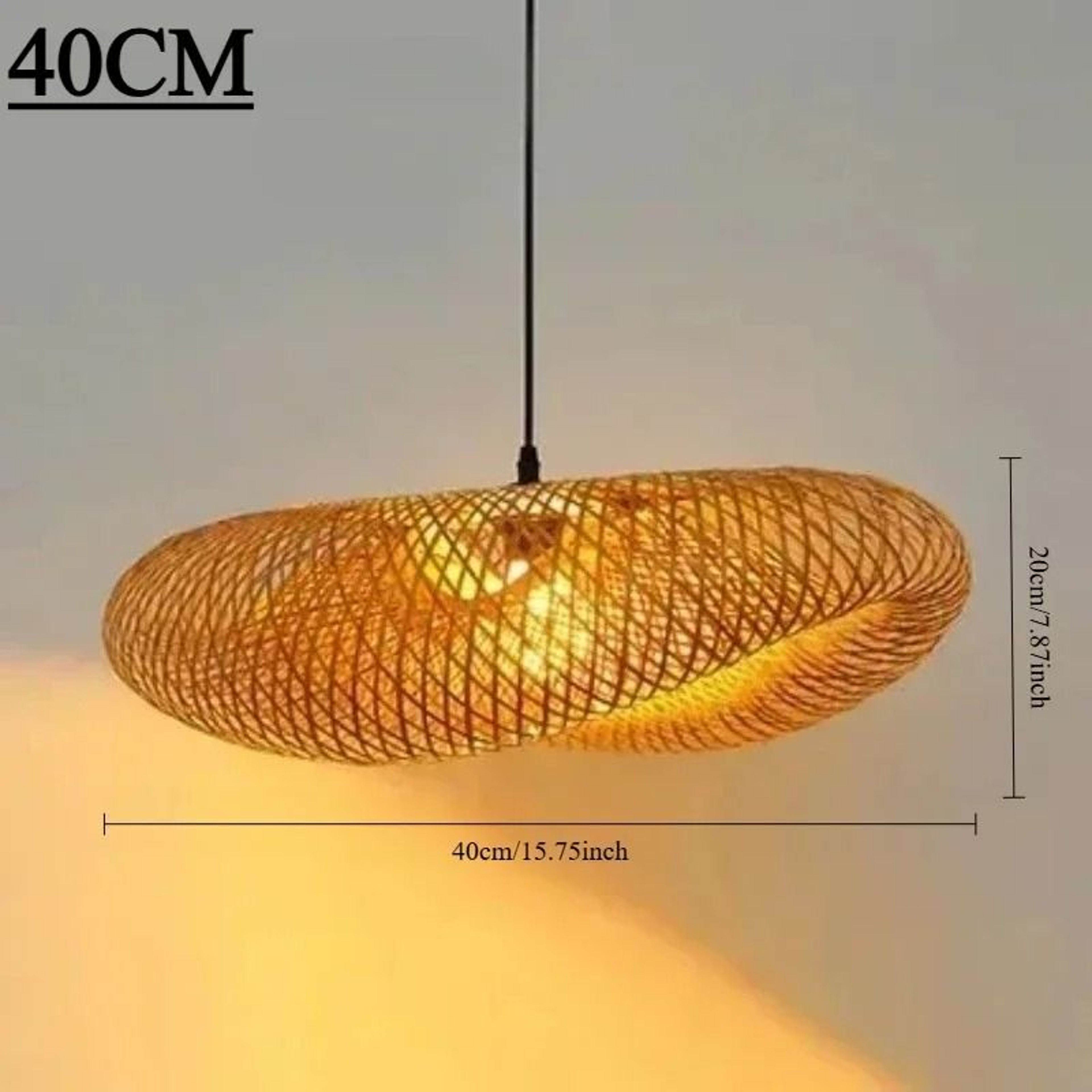Handmade Bamboo Weaving Pendant Light Vintage Woven Chandelier 157 Inch Diameter Hanging Lamp 6