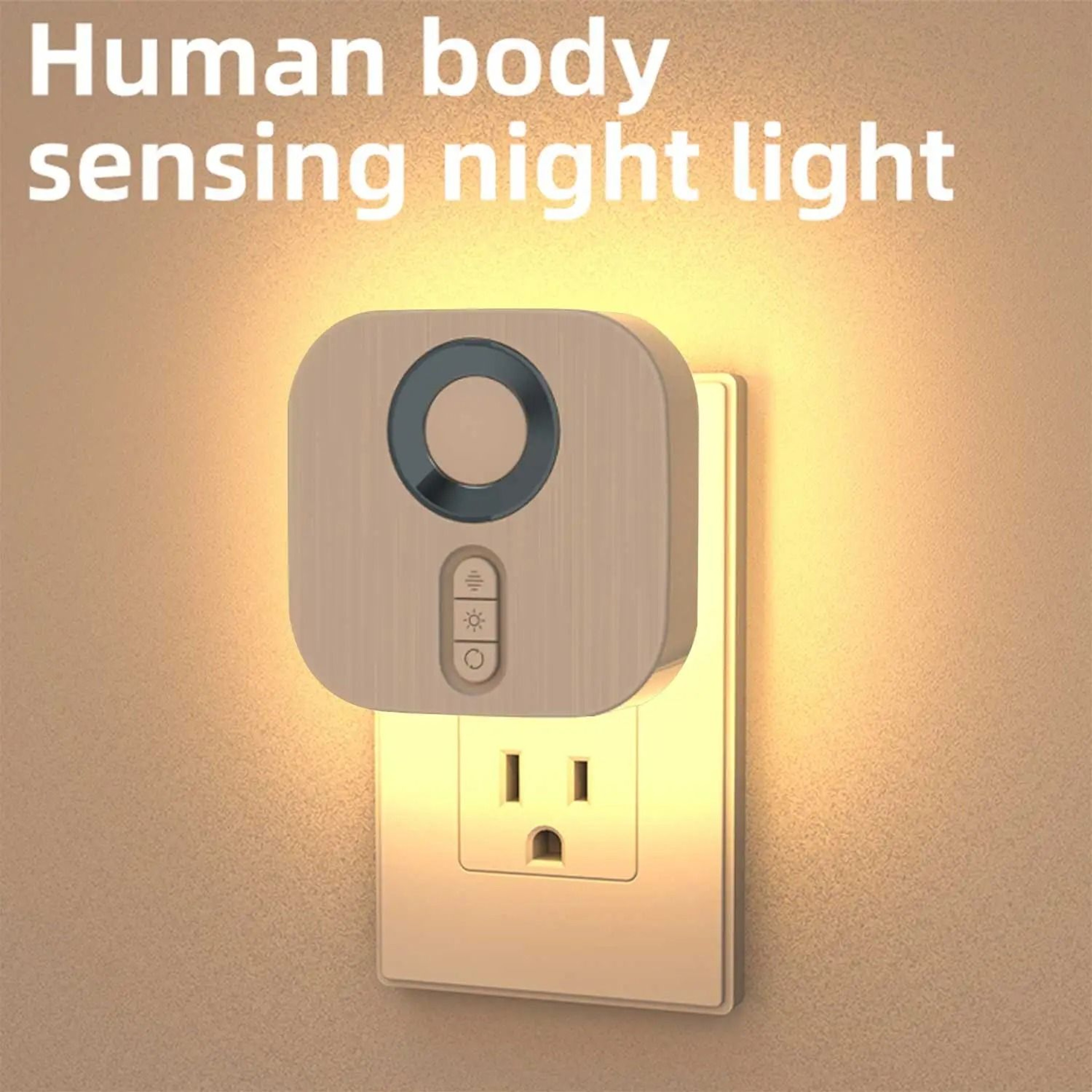Plug In LED Night Light Motion Sensor Pass Through Socket RGB Color Ambient Wall Lamp 3