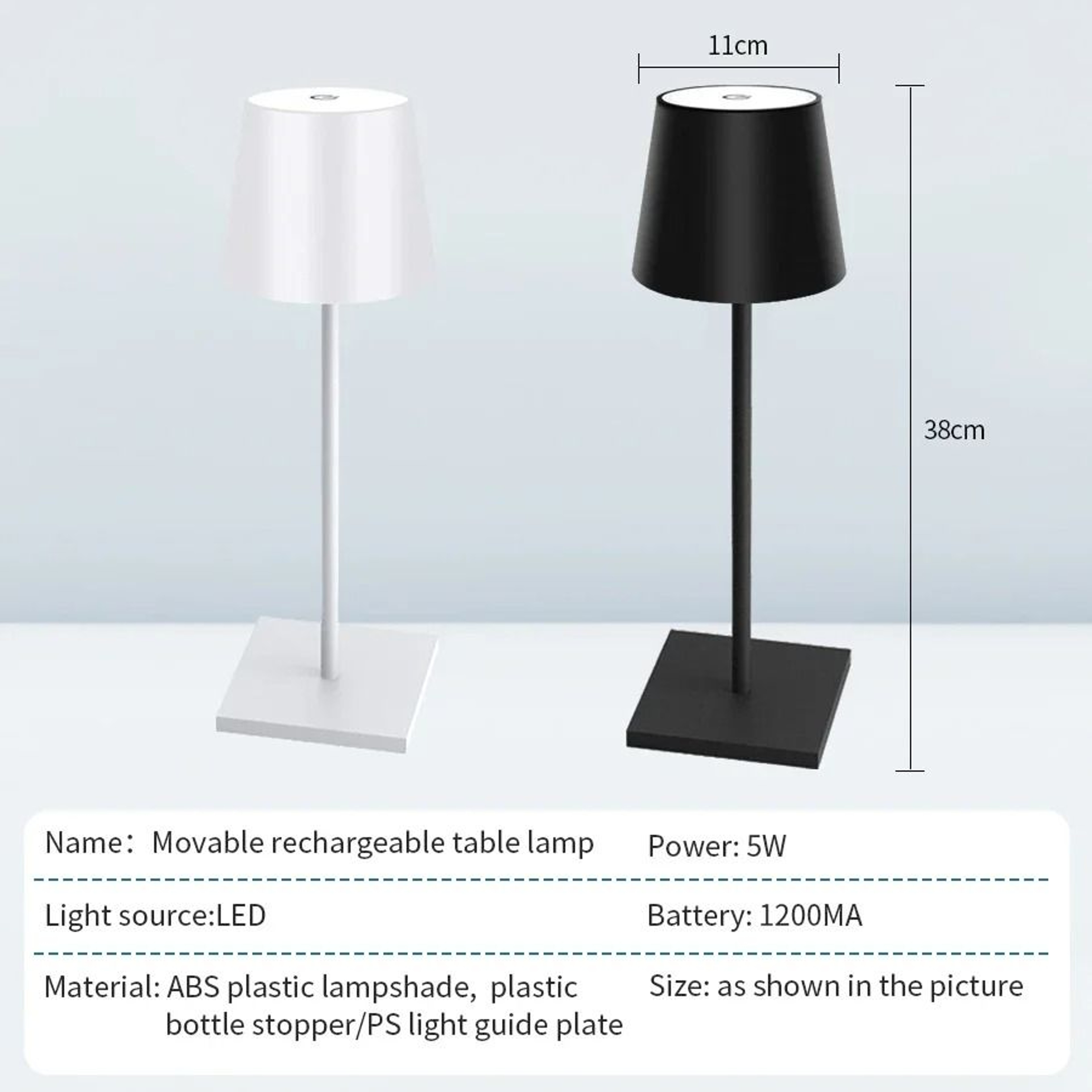Cordless Rechargeable LED Table Lamp 3 Level Dimmable Touch Control Waterproof Desk Light 1