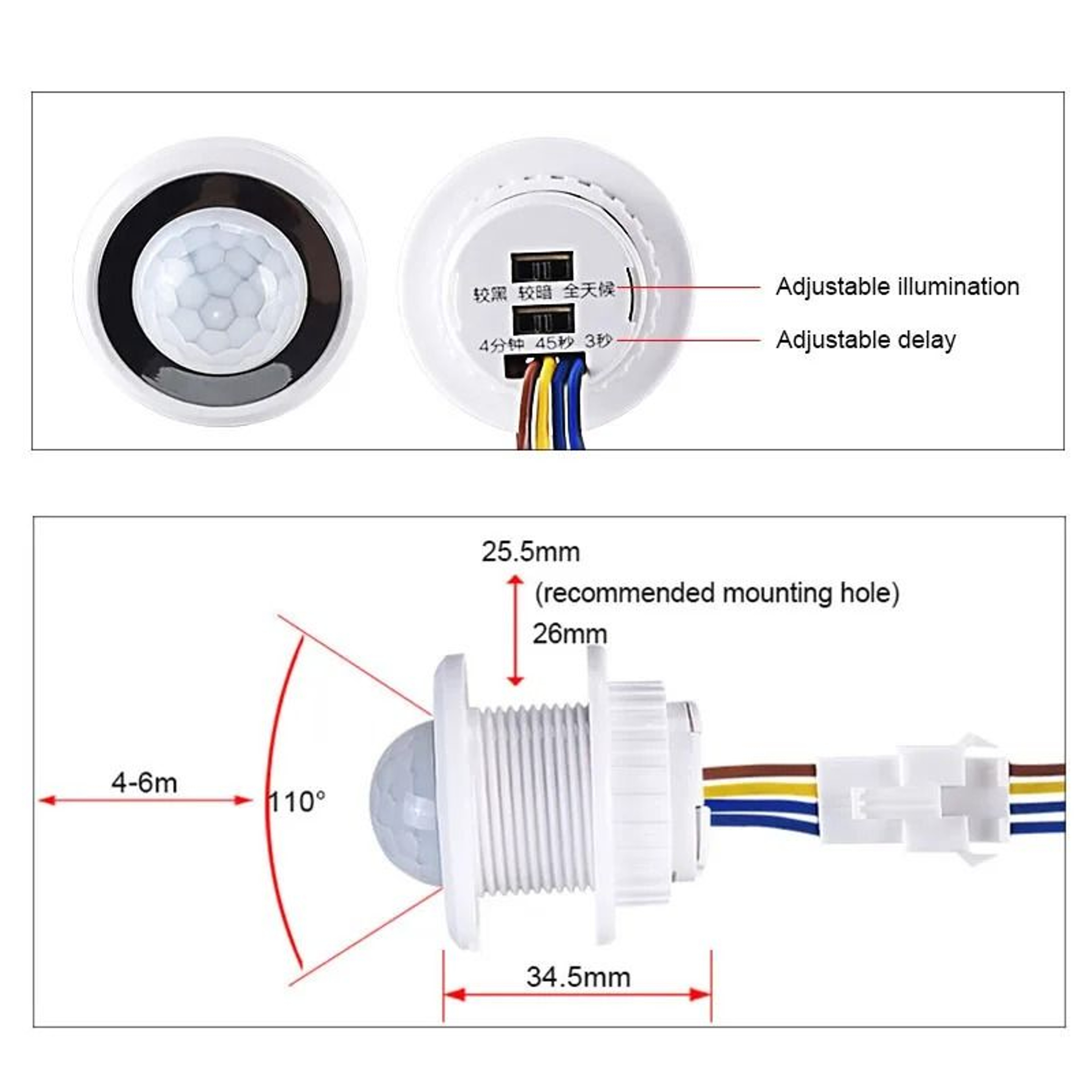 PIR Infrared Motion Sensor Switch 110V 220V Automatic Human Body Detector Ceiling Lamp Controller 1