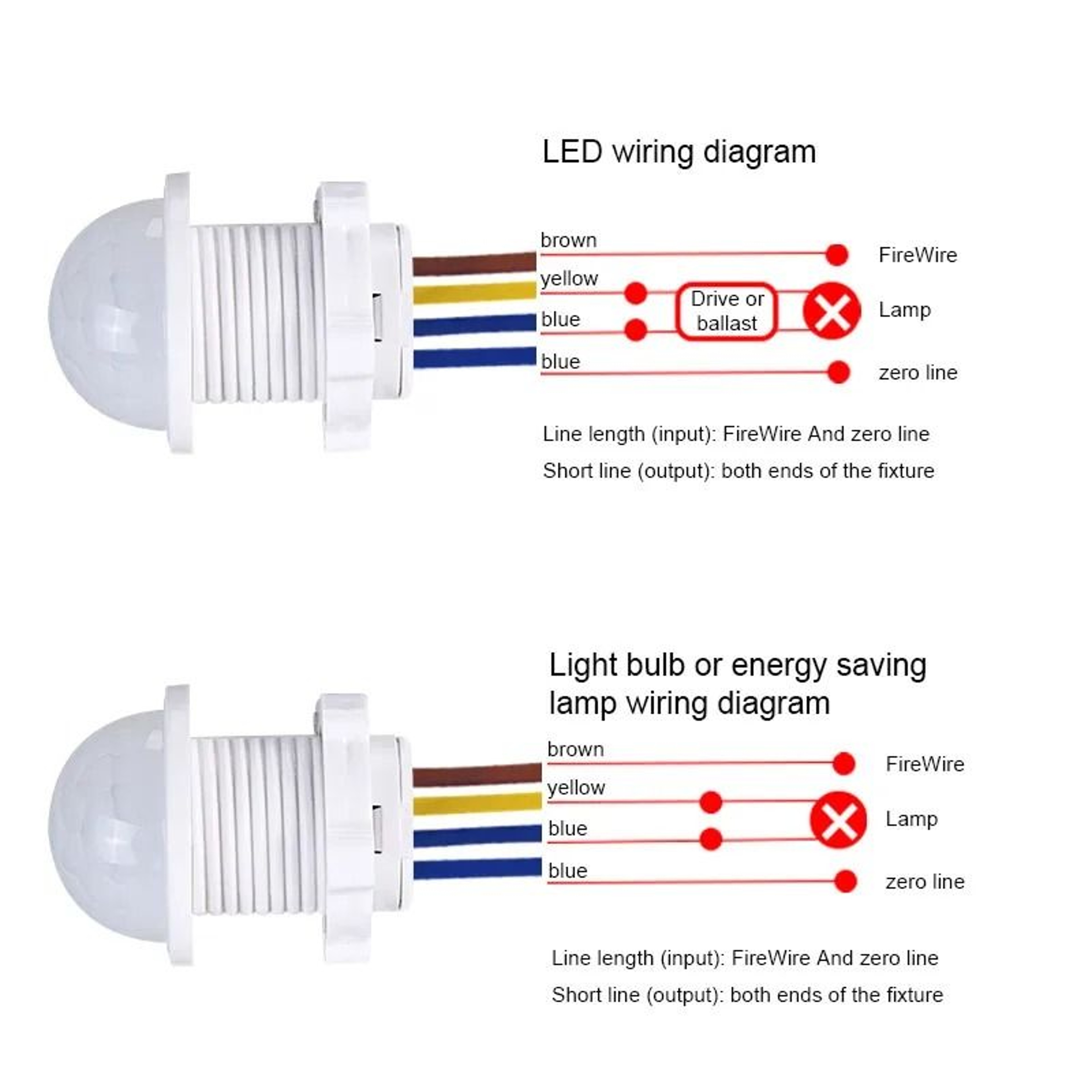 PIR Infrared Motion Sensor Switch 110V 220V Automatic Human Body Detector Ceiling Lamp Controller 3
