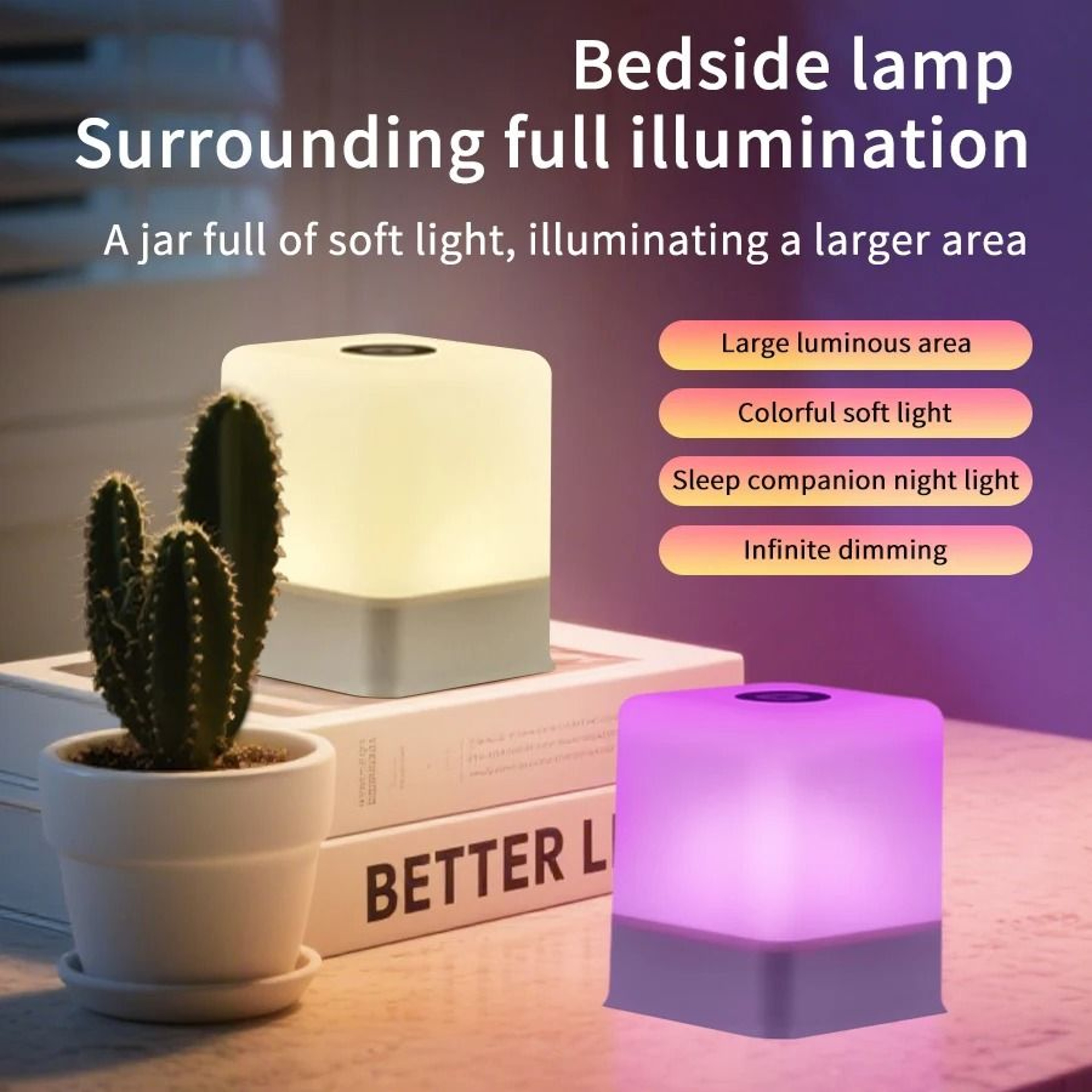 Touch Control Color Changing Night Light Dimmable USB Charging Portable Bedside Desk Decorative Lam 0